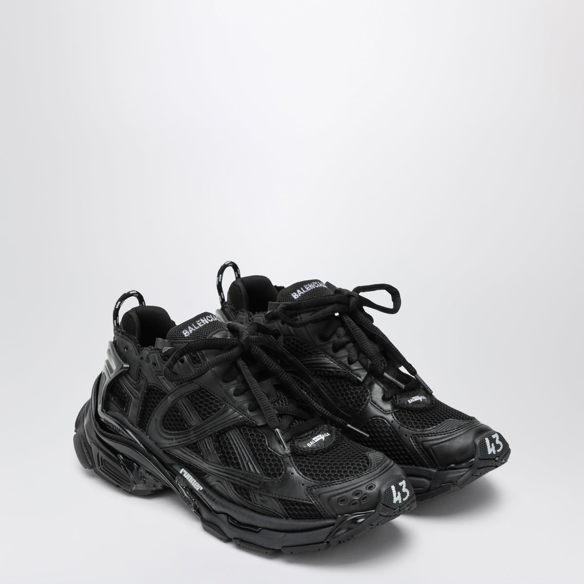 Black Runner sneakers in mesh and nylon