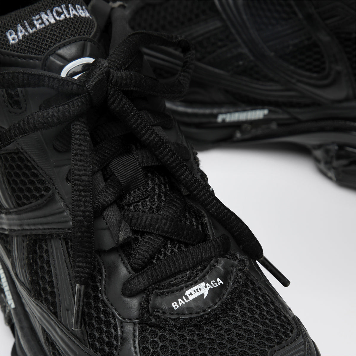 Black Runner sneakers in mesh and nylon