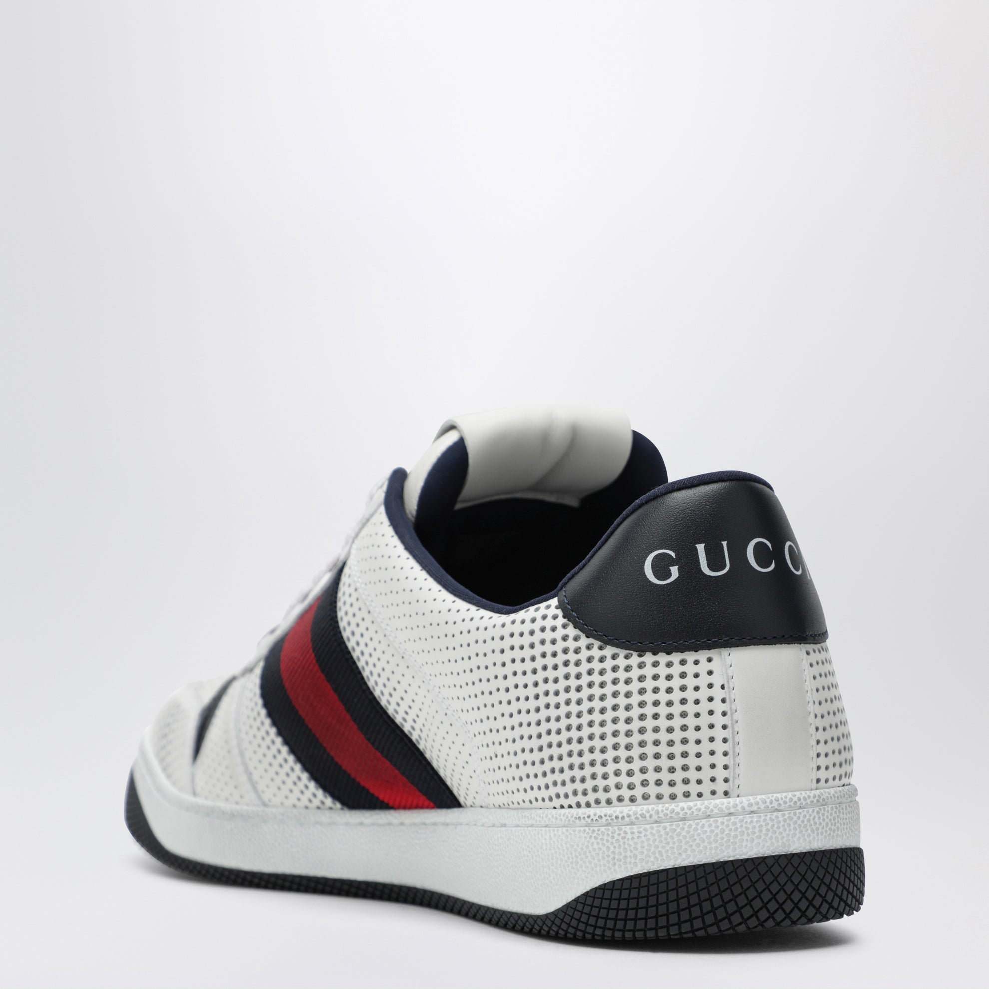 Sneaker Screener in pelle traforata bianca/blu