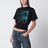 T-shirt cropped nera con stampa logo