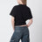 Schwarzes Cropped-T-Shirt mit Logo-Print