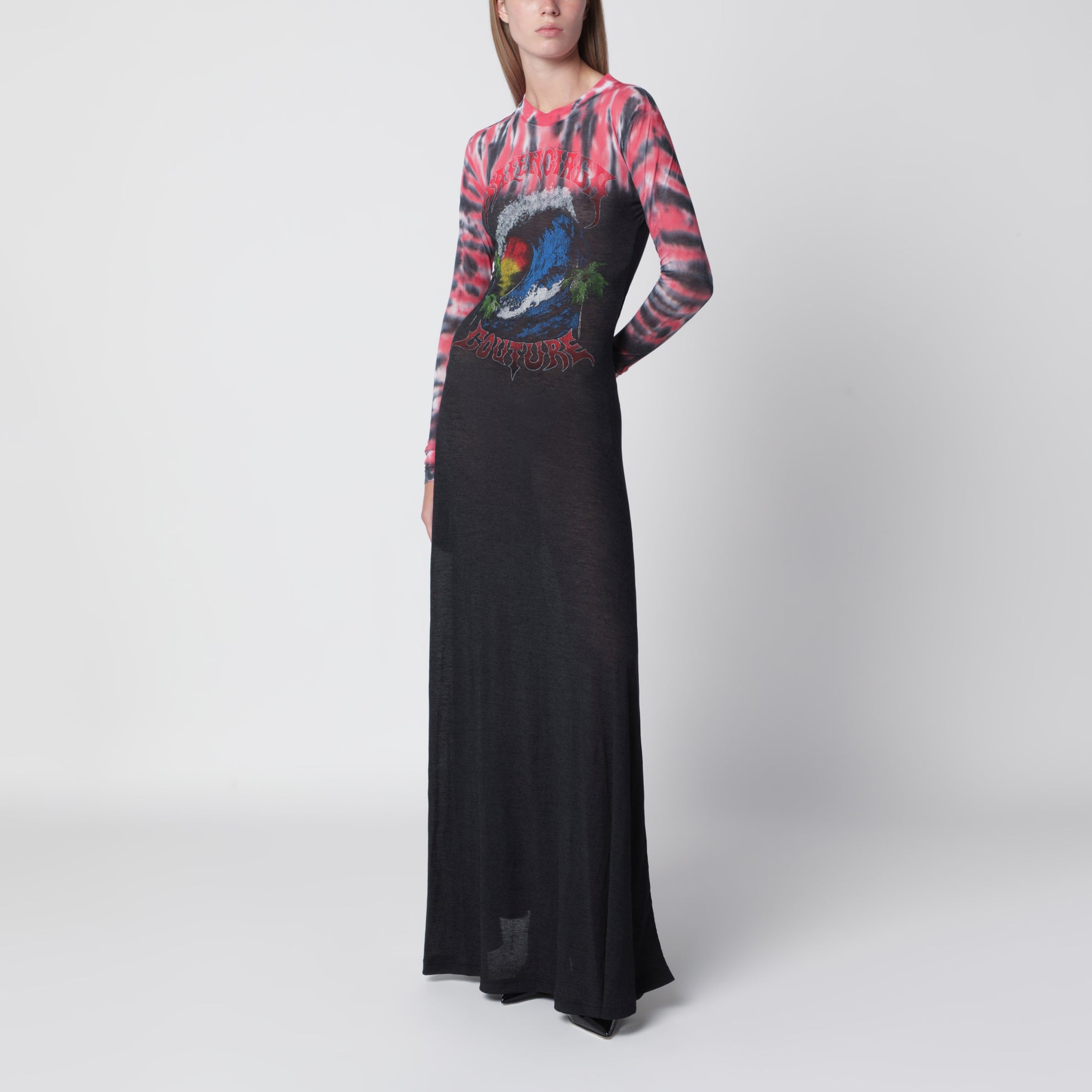 Abito Extreme Tie Dye in jersey nero