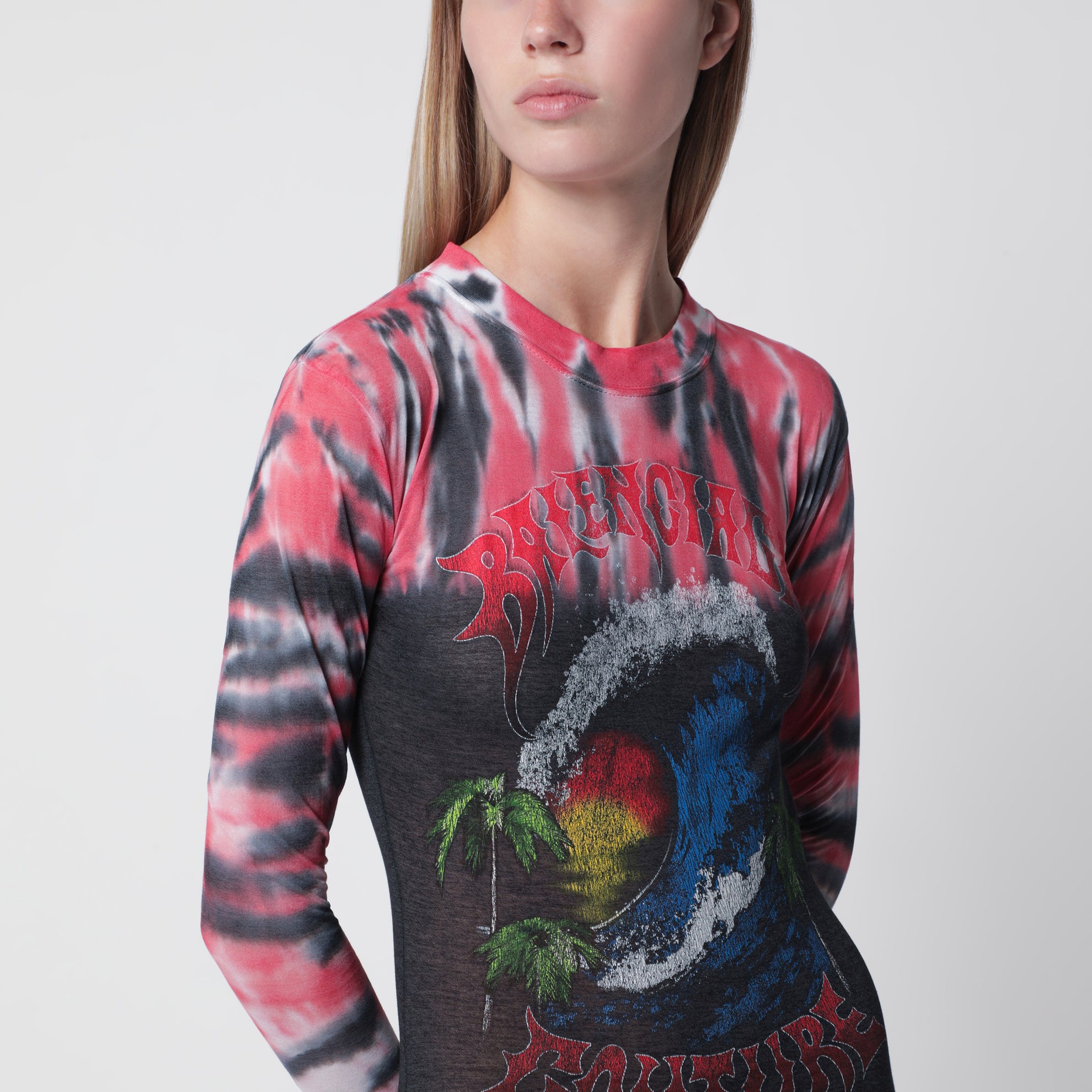 Abito Extreme Tie Dye in jersey nero