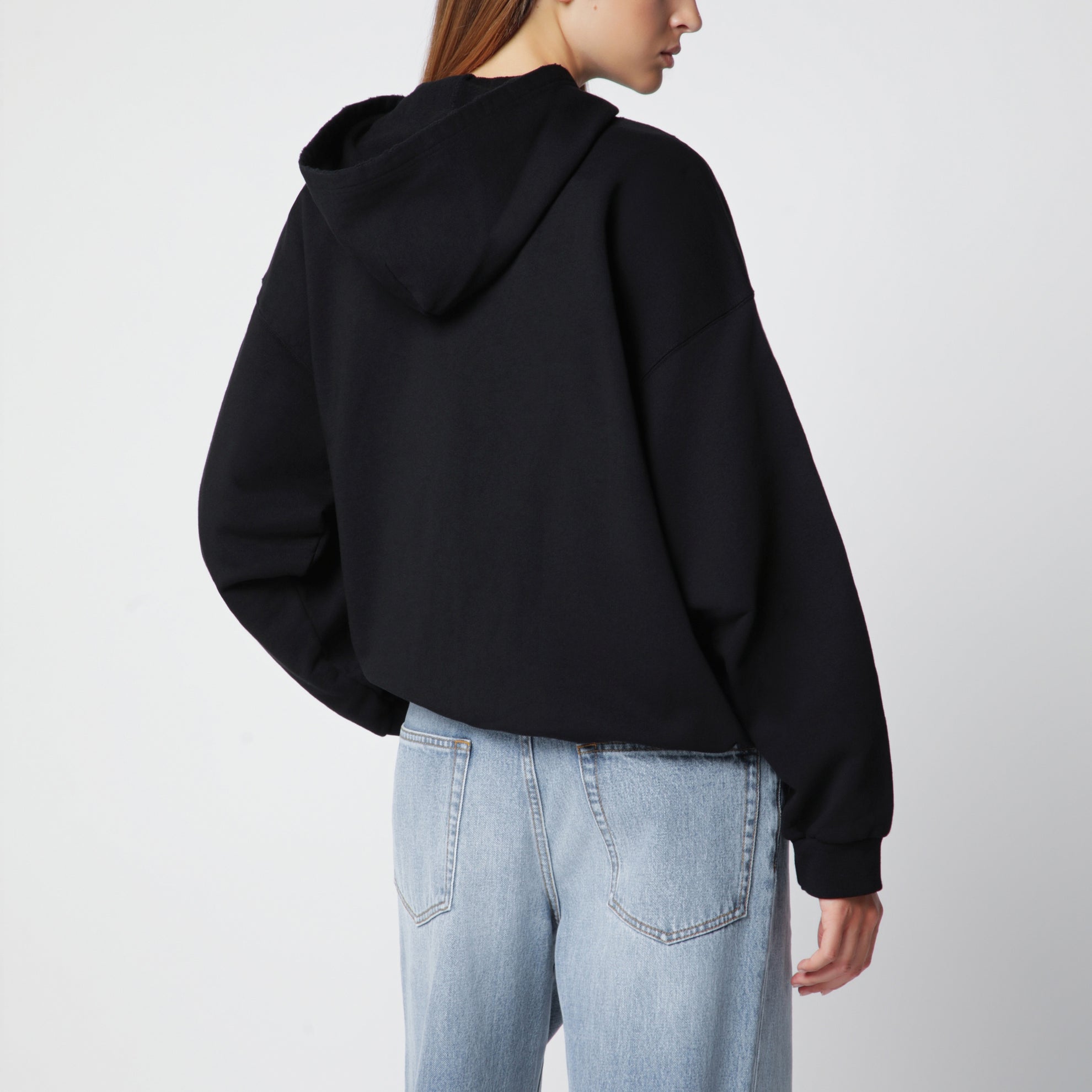 Felpa con zip Dream in cotone nera