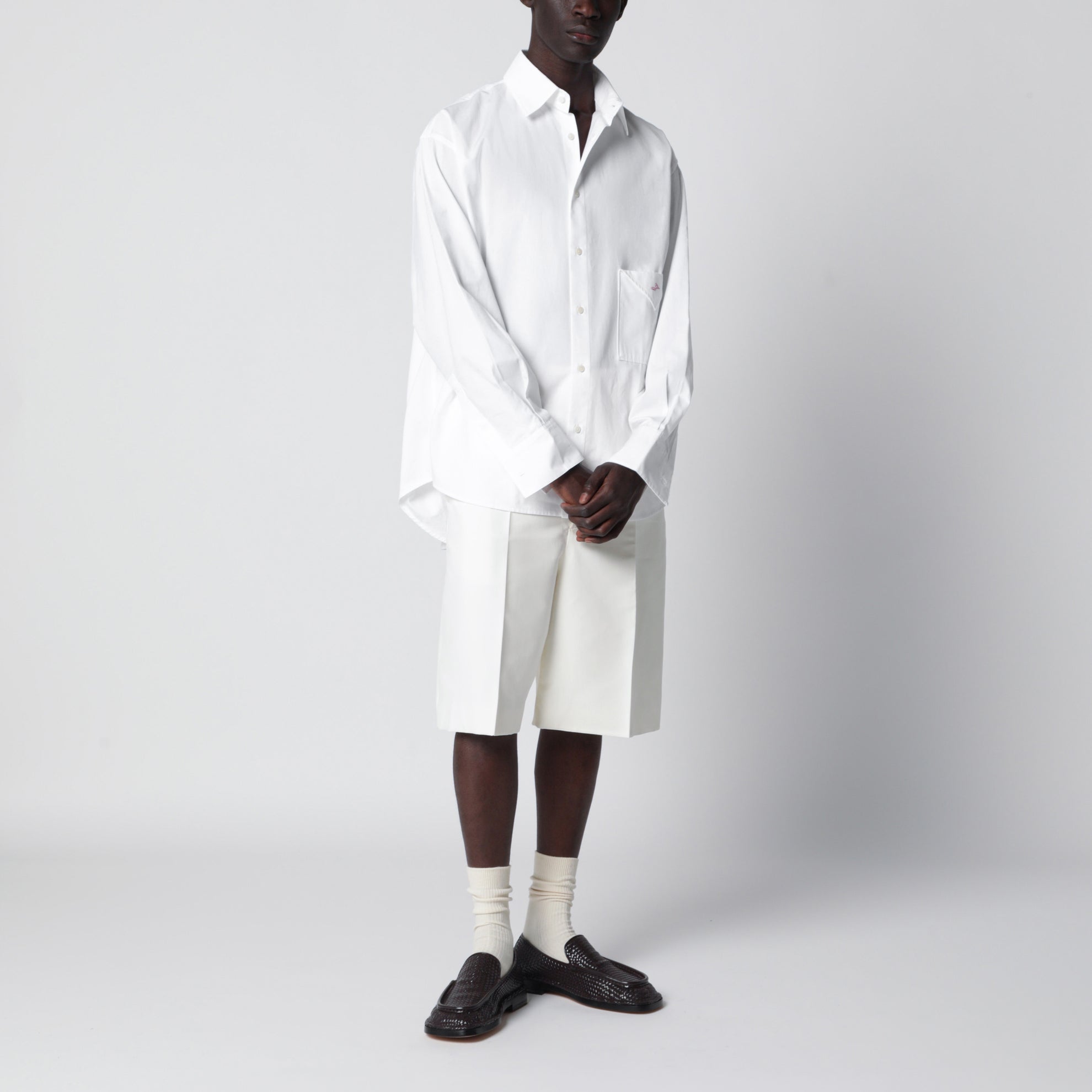 Bermuda blanc en mélange soie par Bottega Veneta