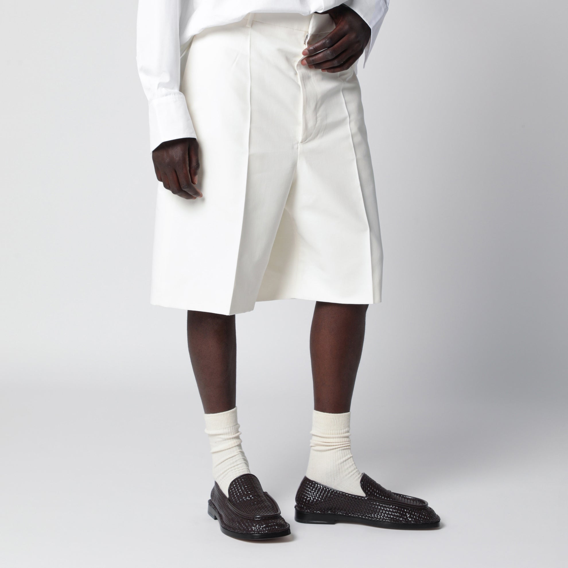 Bermuda blanc en mélange soie par Bottega Veneta