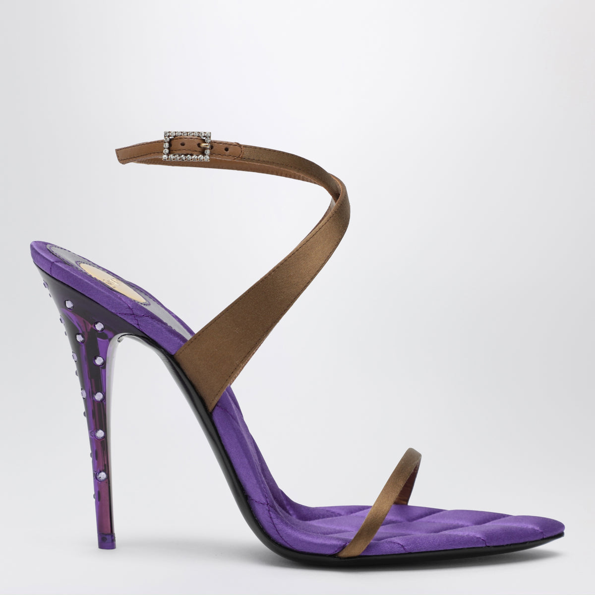 Cognacfarbene Ivresse-Sandalen aus Crêpe-Satin
