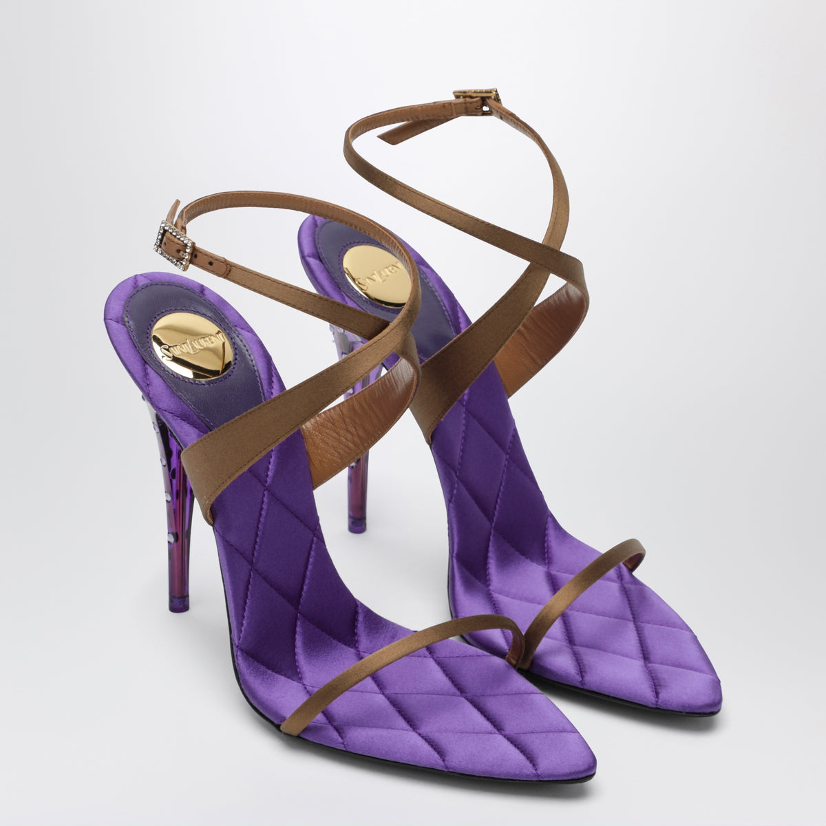 Cognacfarbene Ivresse-Sandalen aus Crêpe-Satin