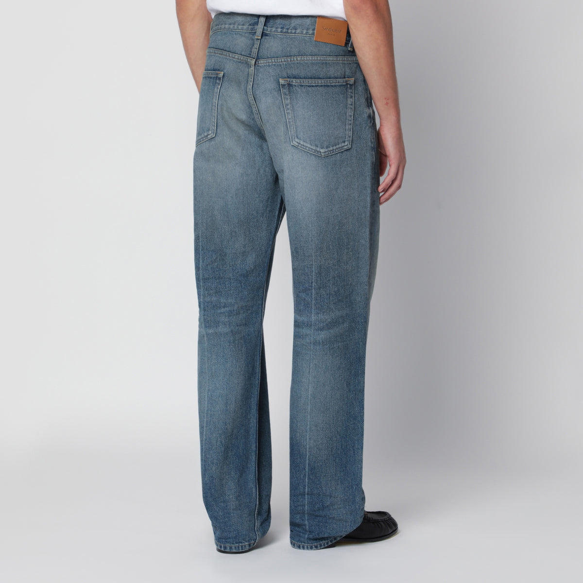 Jean fuselé bleu en coton