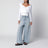 Jeans a gamba larga azzurro chiaro in cotone