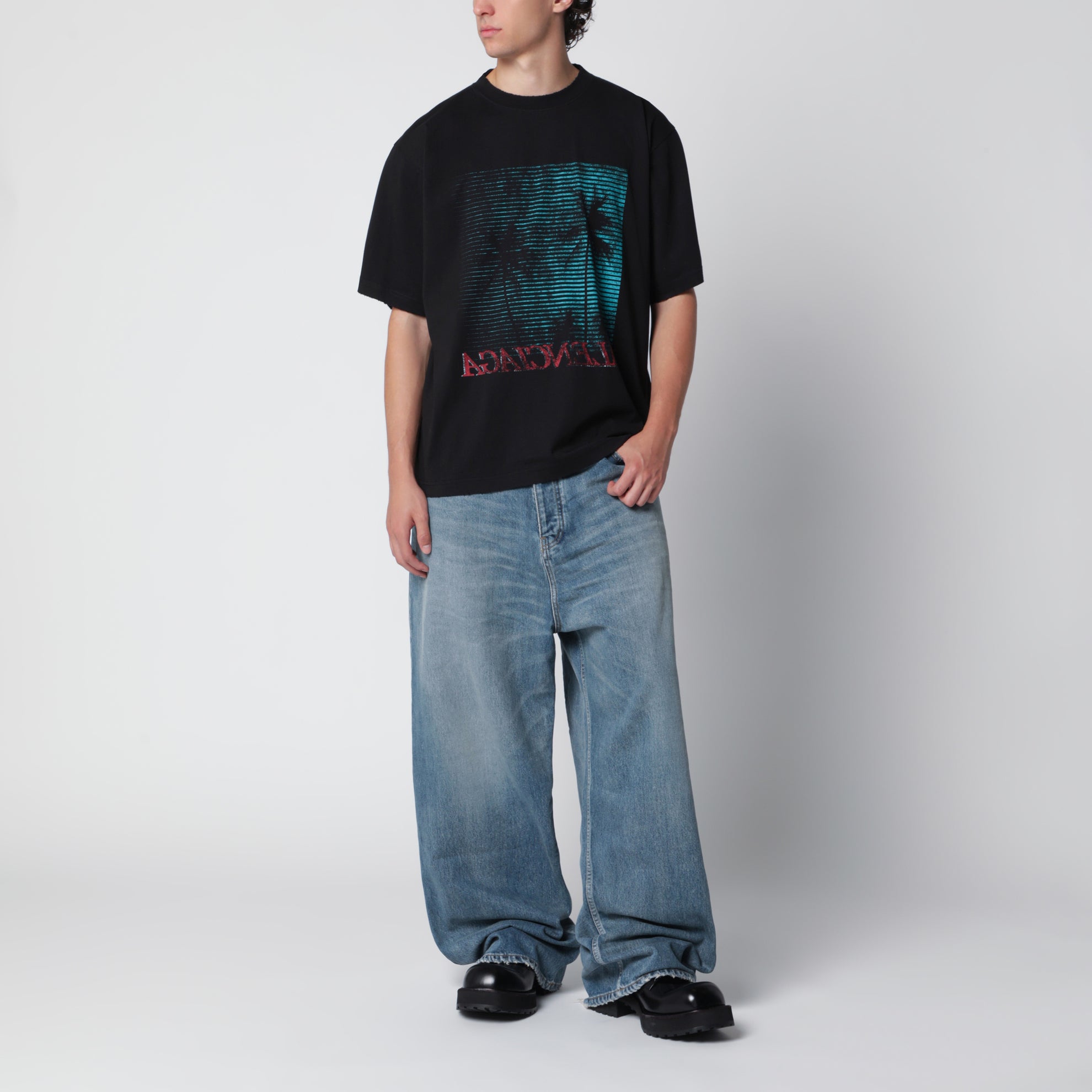 T-shirt Holiday con stampa grafica in cotone nera