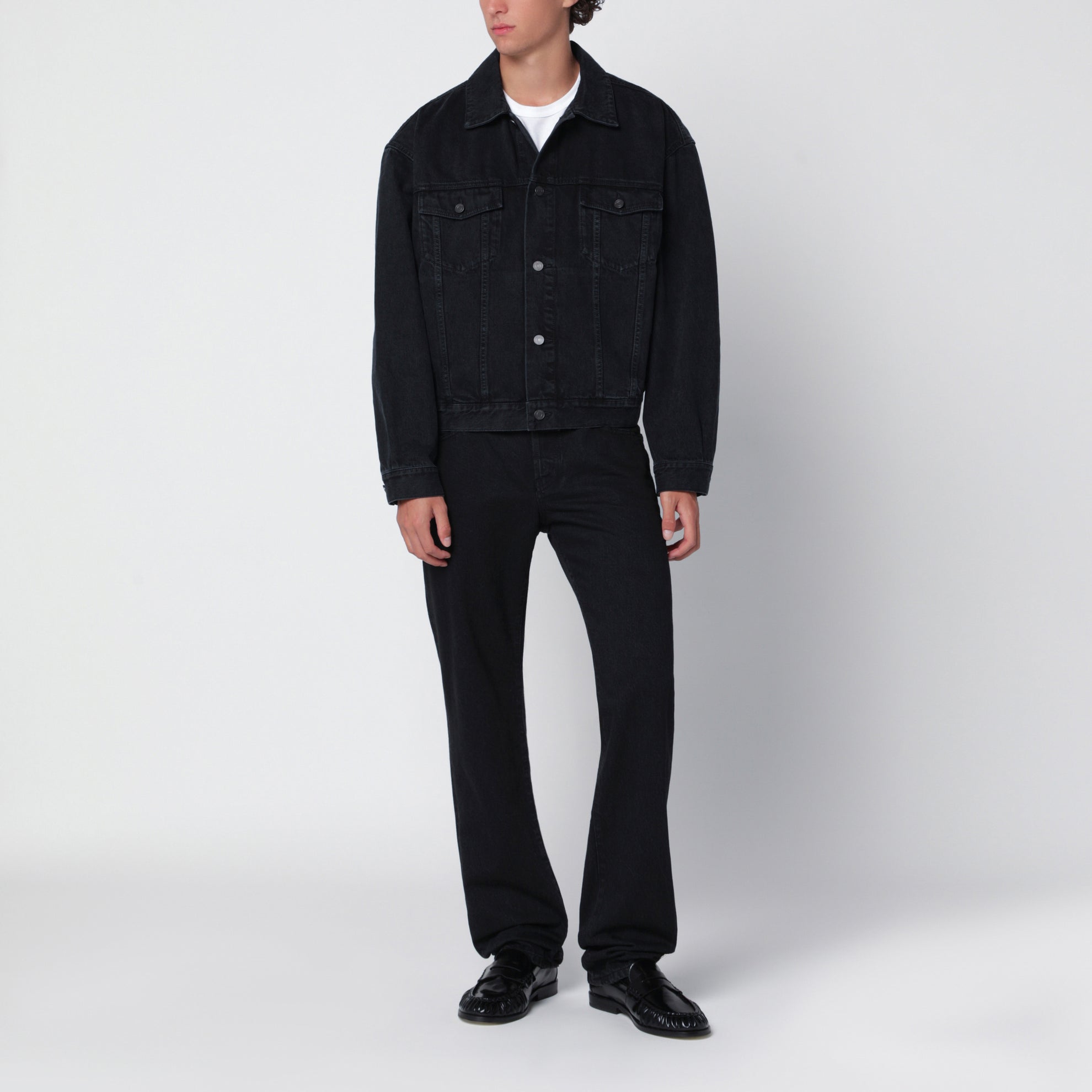 Veste en denim noir délavé
