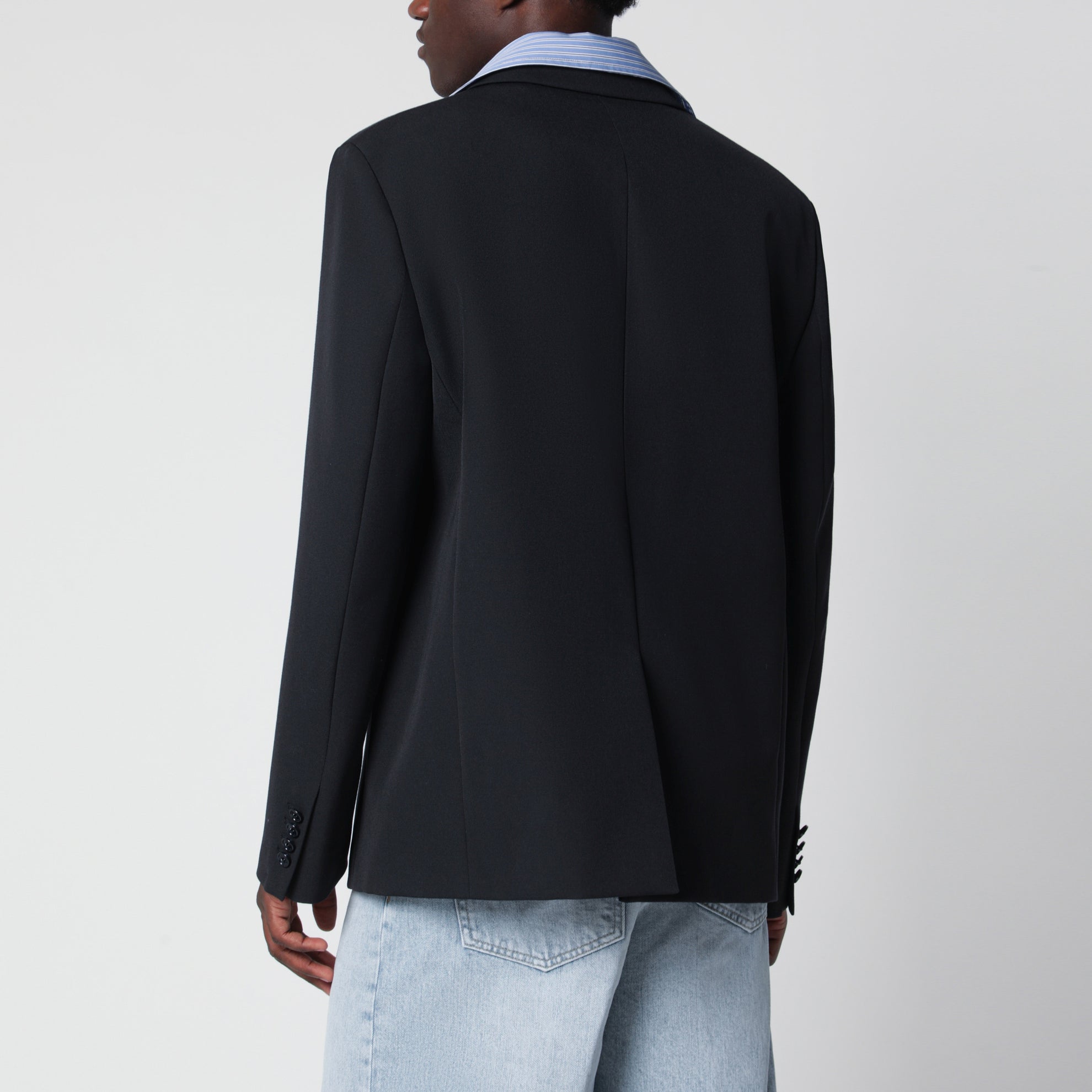 Dark blue Hybrid overshirt in wool twill