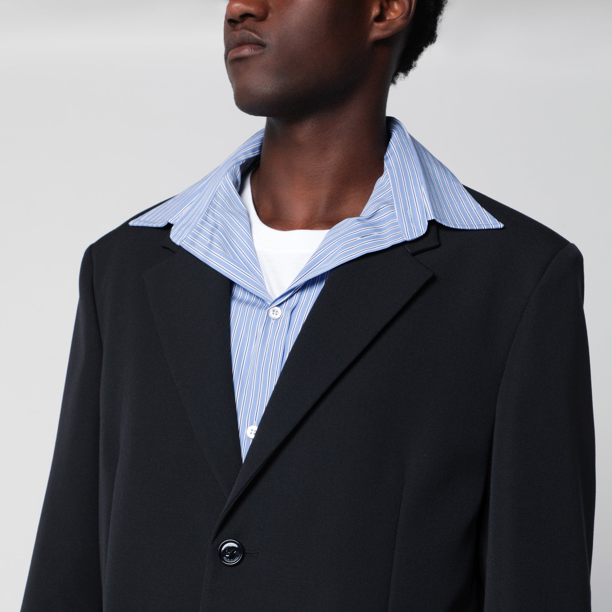 Dark blue Hybrid overshirt in wool twill