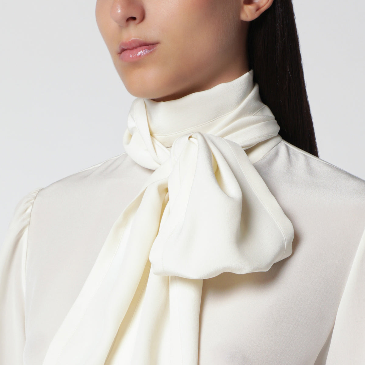 Blusa craie in crêpe de chine di seta