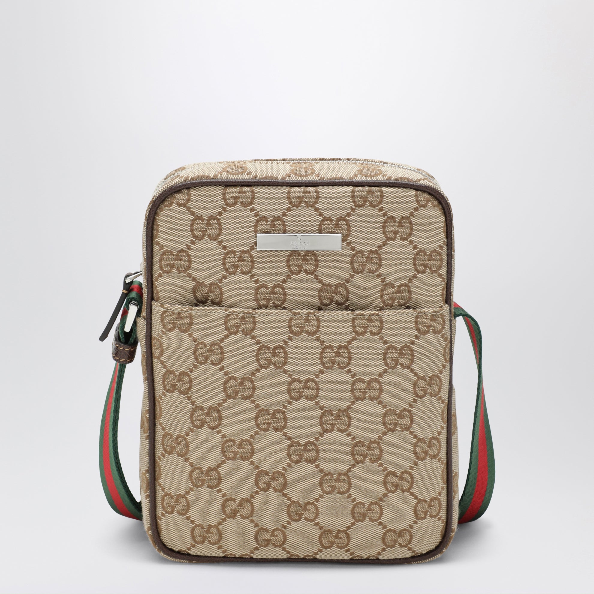 Small beige Tag shoulder bag in GG fabric