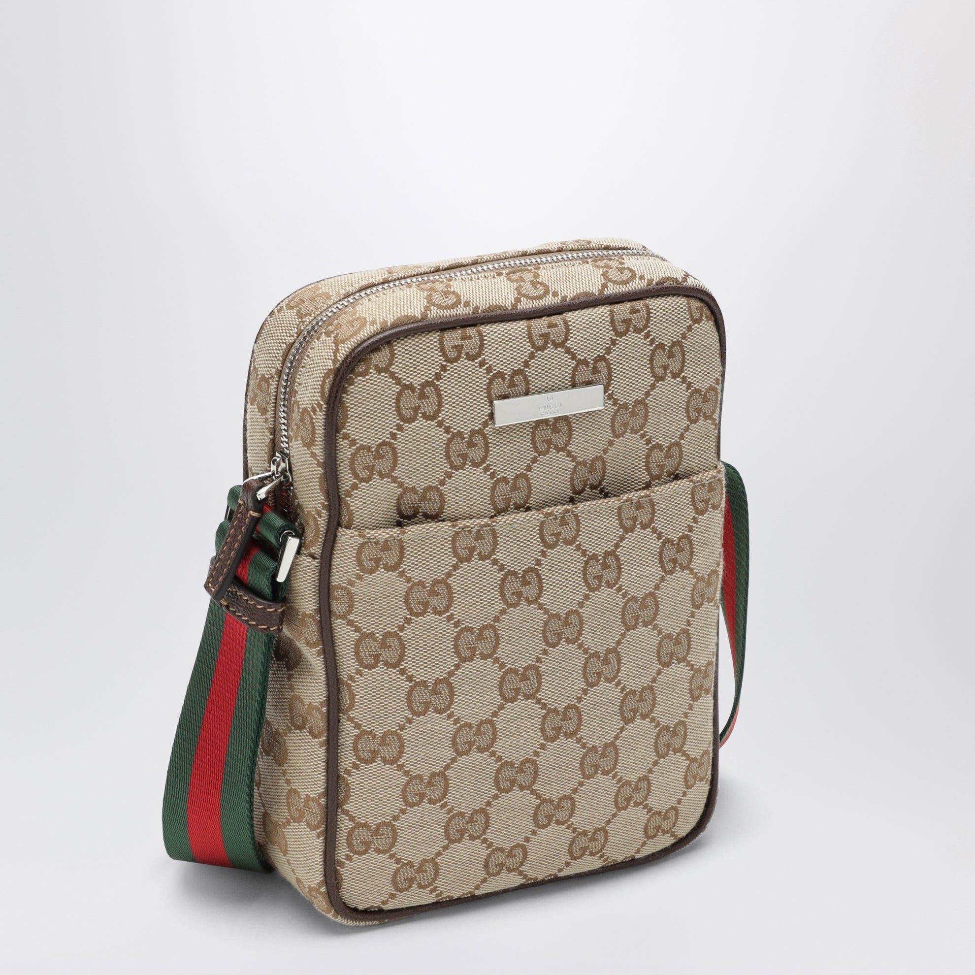 Small beige Tag shoulder bag in GG fabric