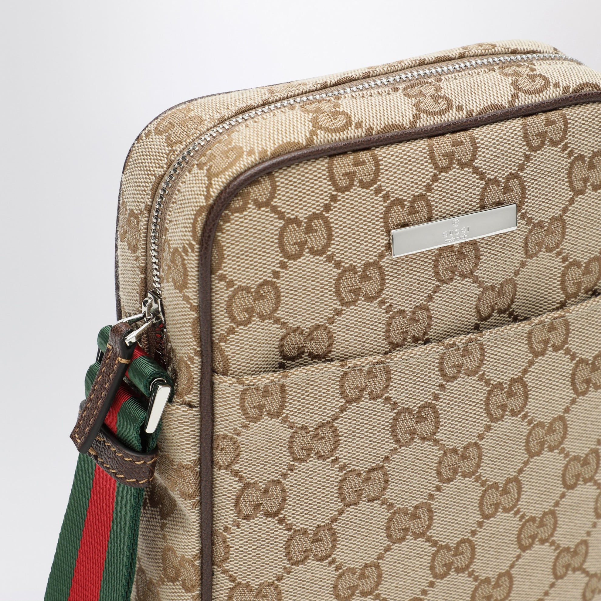 Small beige Tag shoulder bag in GG fabric