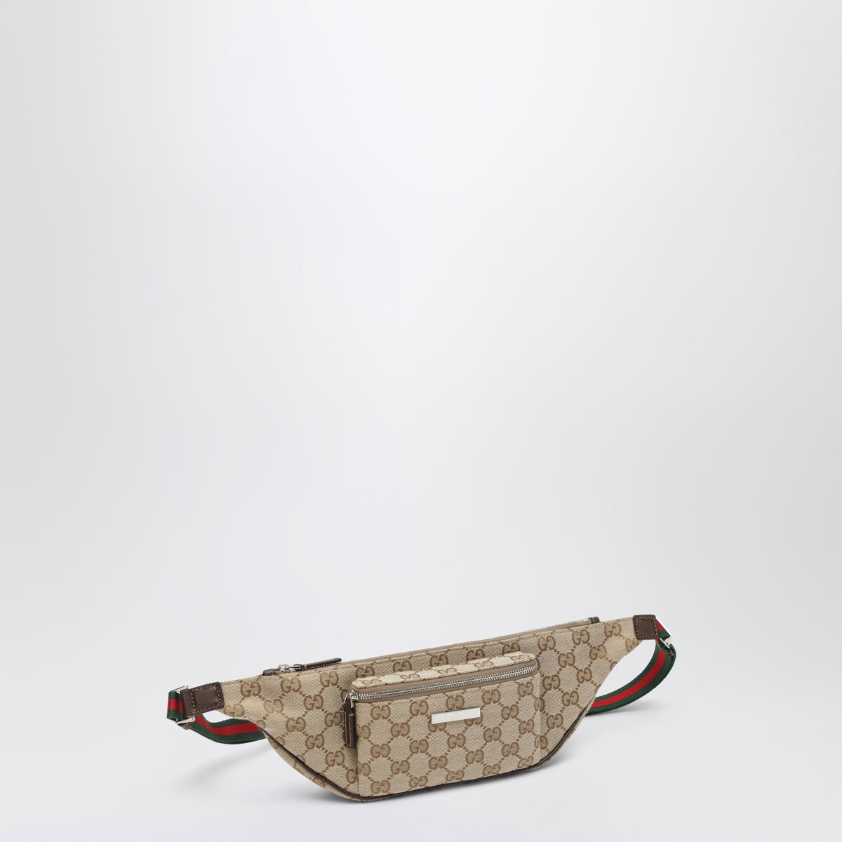 Marsupio Flatpack piccolo marrone in tessuto GG