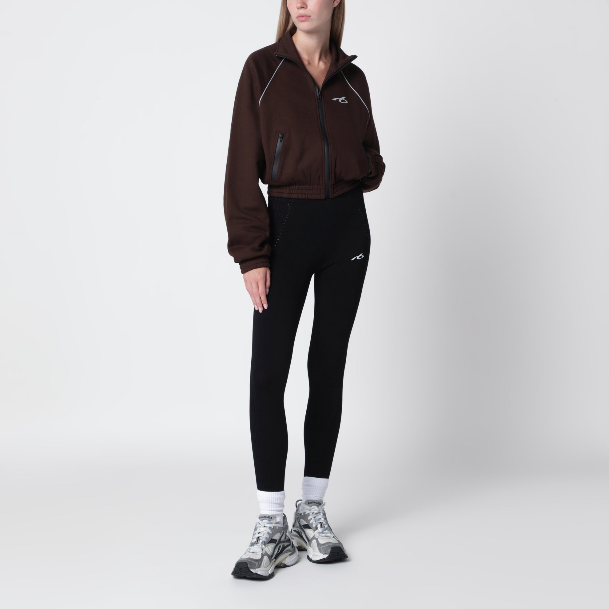 Techwear zip-up jacket in mocha dry fleece
