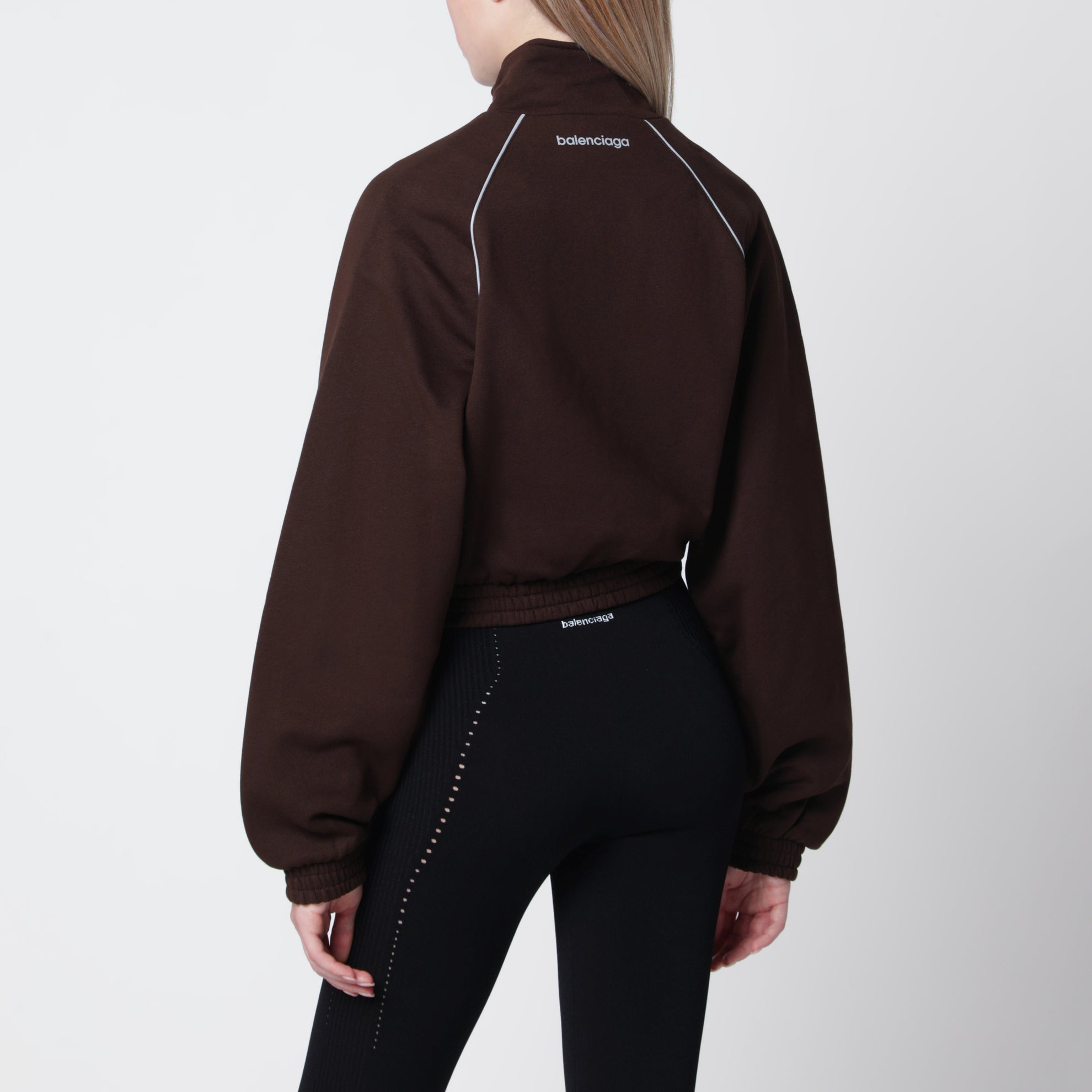 Techwear zip-up jacket in mocha dry fleece
