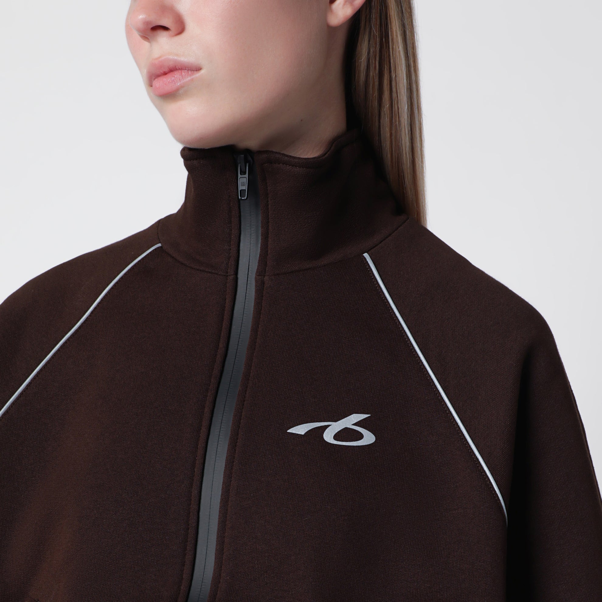 Techwear zip-up jacket in mocha dry fleece