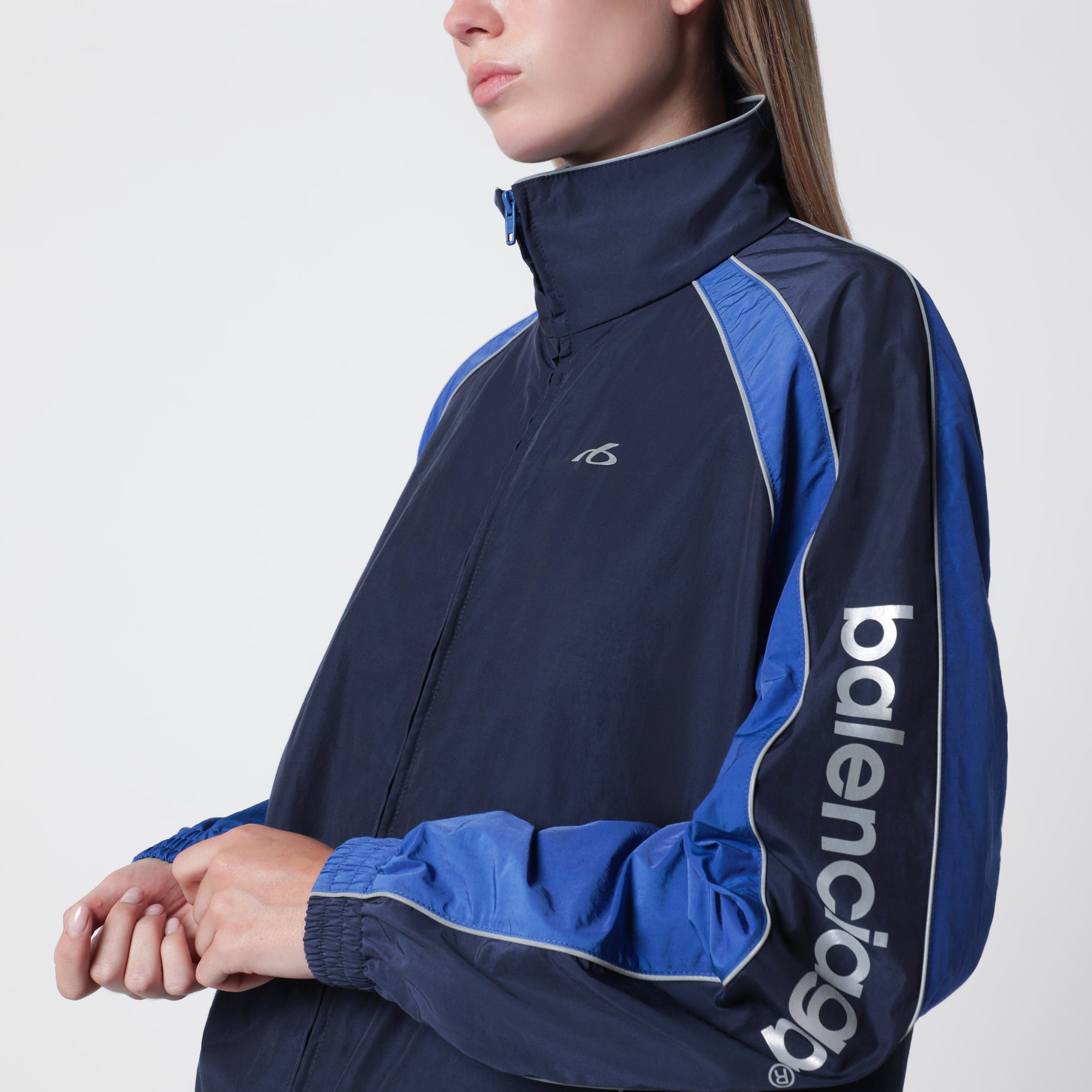 Balenciaga Navy blue Techwear zip-up jacket in cotton blend