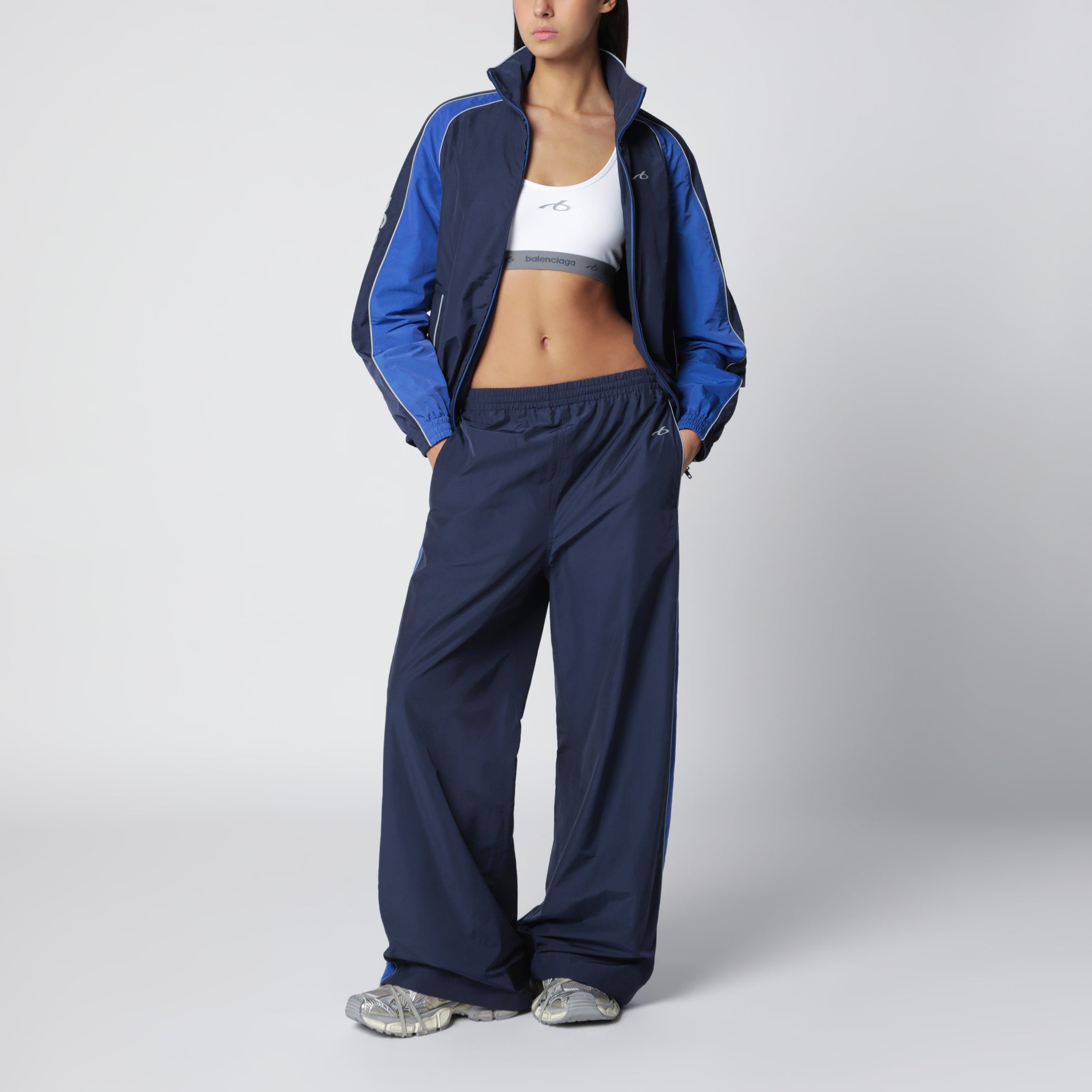 Pantaloni jogging Techwear in misto cotone blu navy