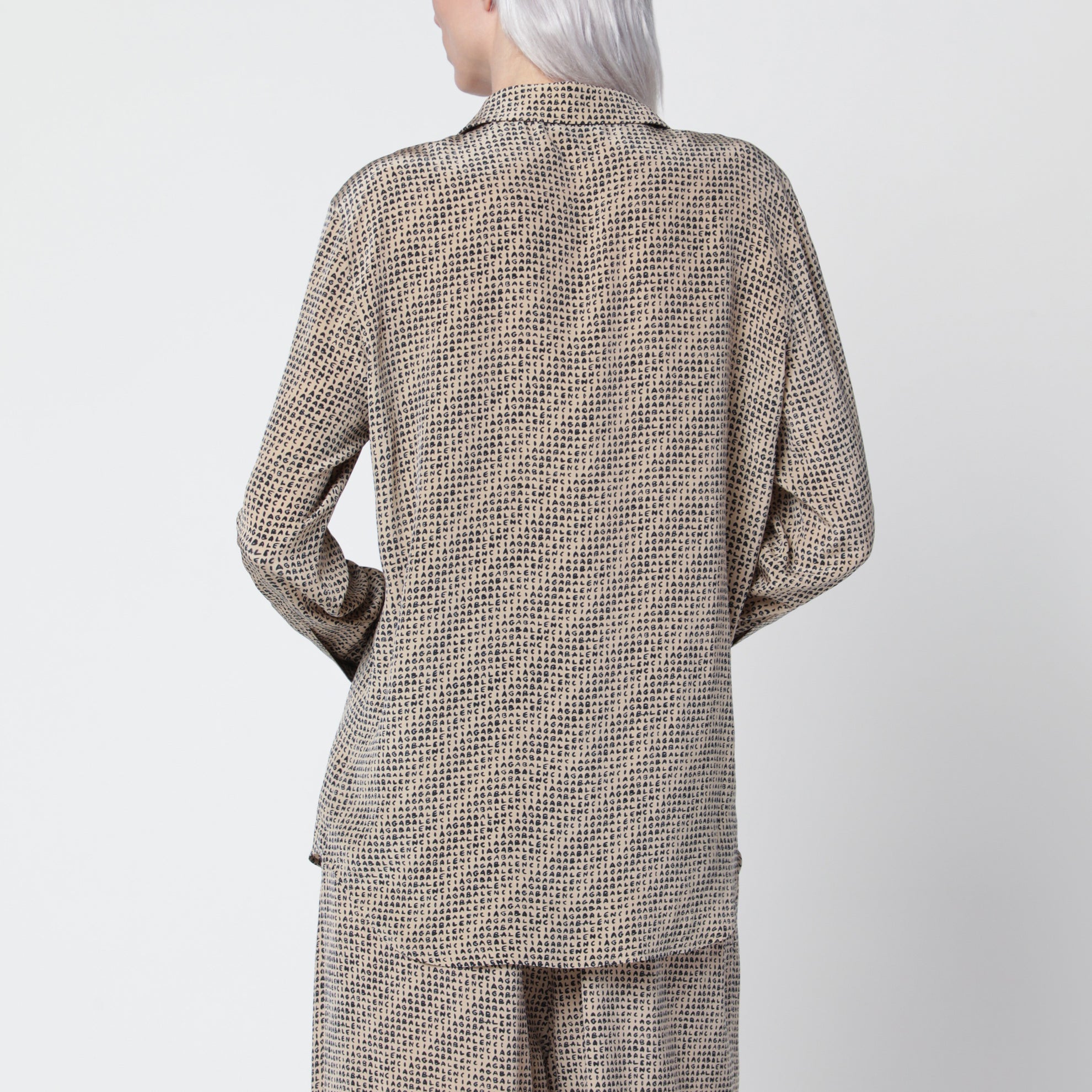 Camicia Monogram beige e nera in seta