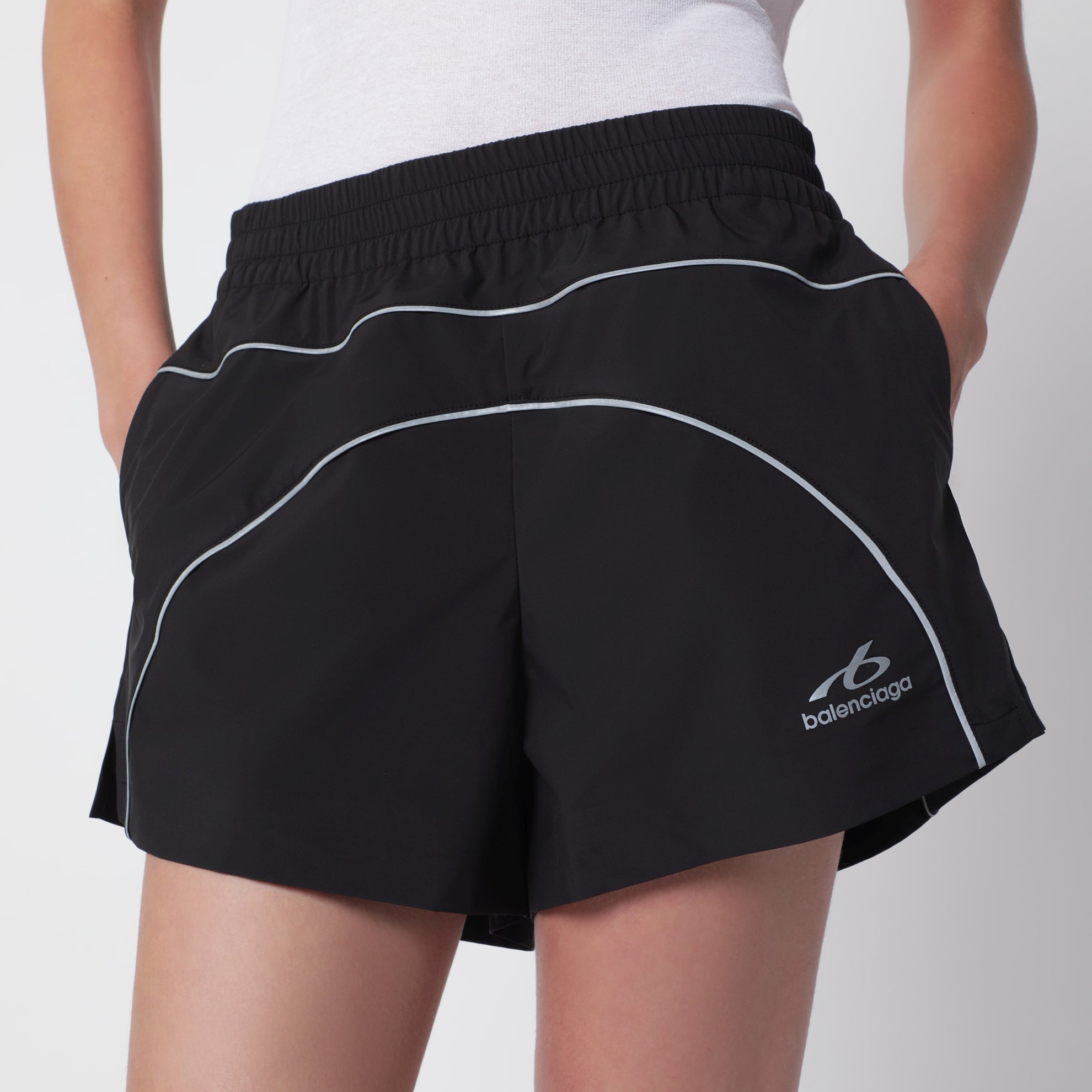 Techwear shorts in black technical fabric