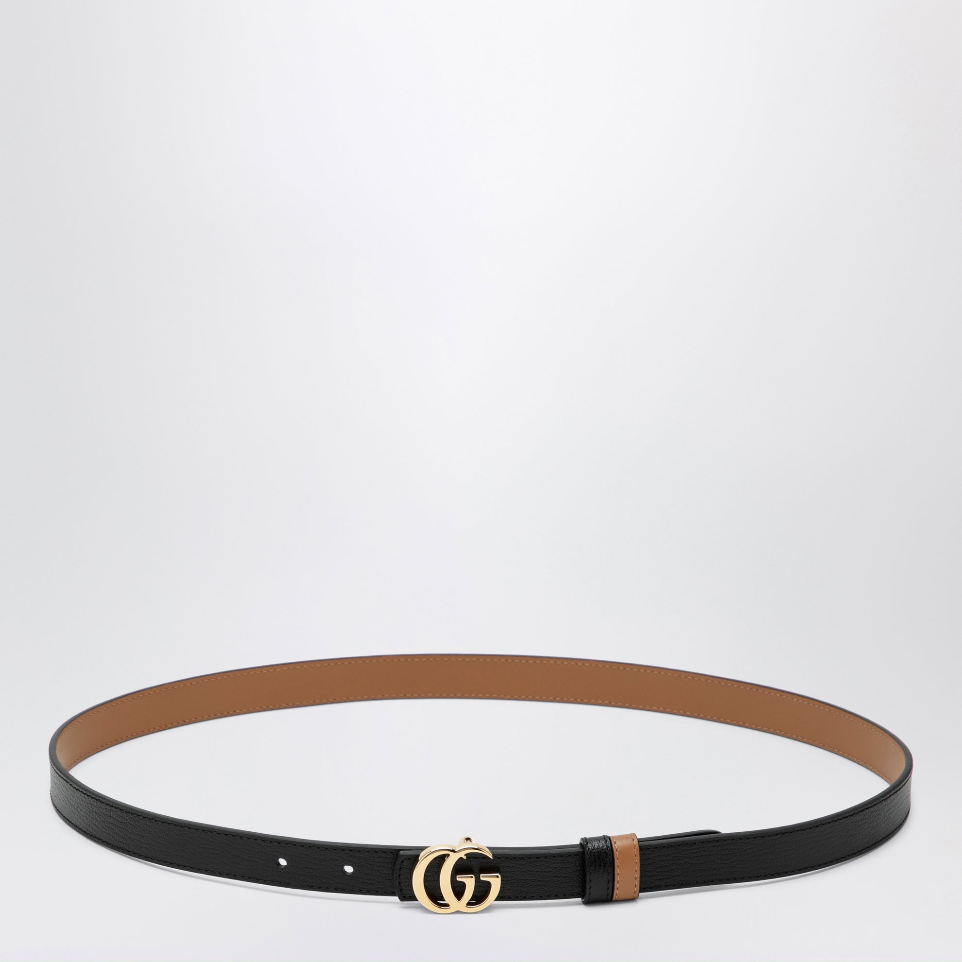 Wendegürtel GG Marmont aus Leder in Schwarz/Beige