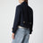 Cropped caban coat in textured wool, navy