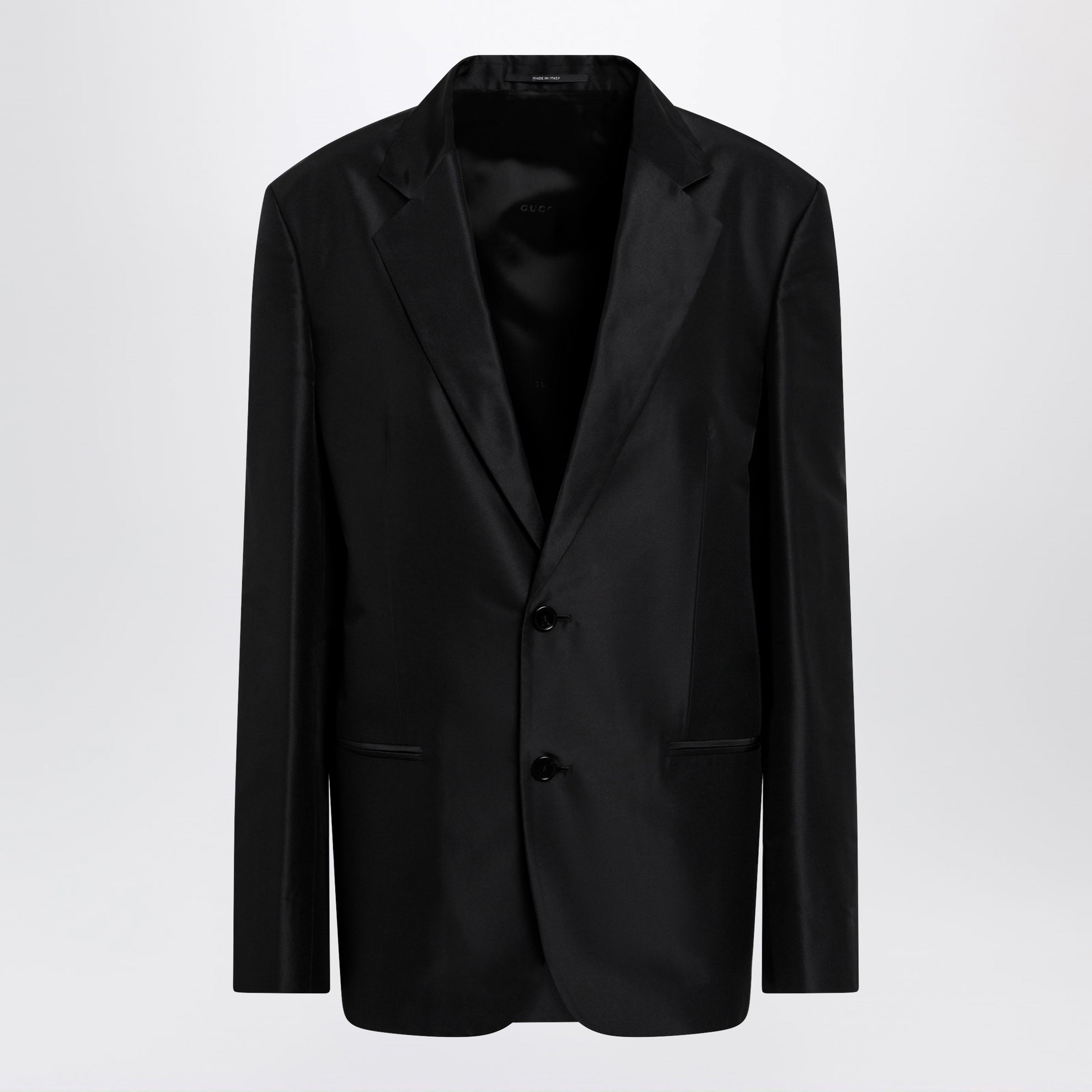 Oversized fine silk faille jacket in black