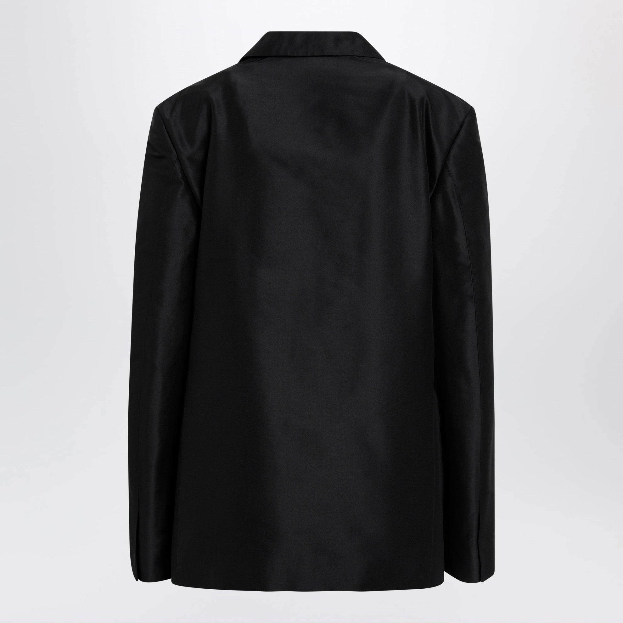 Oversized fine silk faille jacket in black