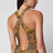 Robe mini dorée en brocart stretch