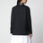 Light wool twill shirt with braided leather collar, black