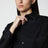 Light wool twill shirt with braided leather collar, black