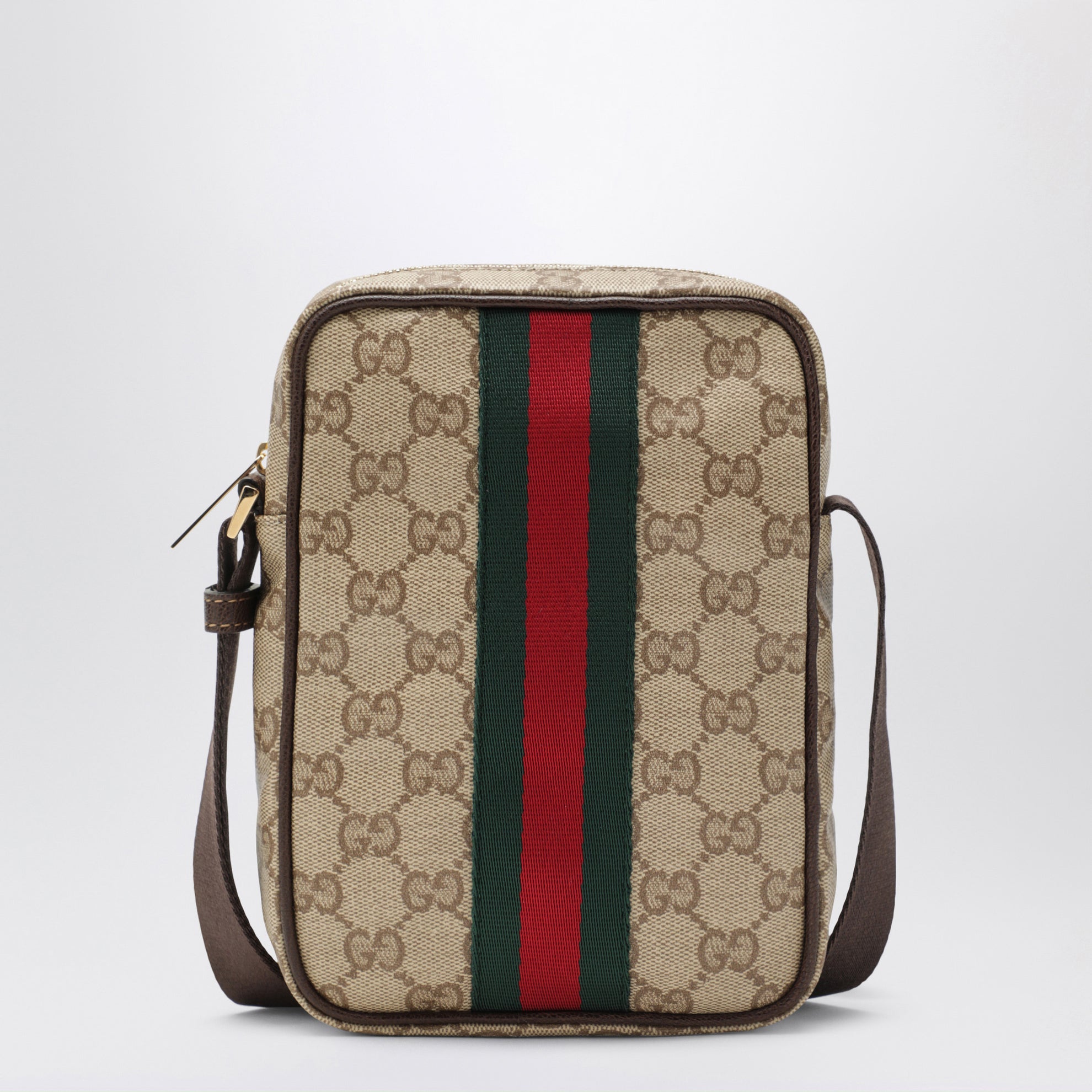 Mini-GG-Tasche mit Web-Streifen aus beschichtetem Gewebe in Sandbeige
