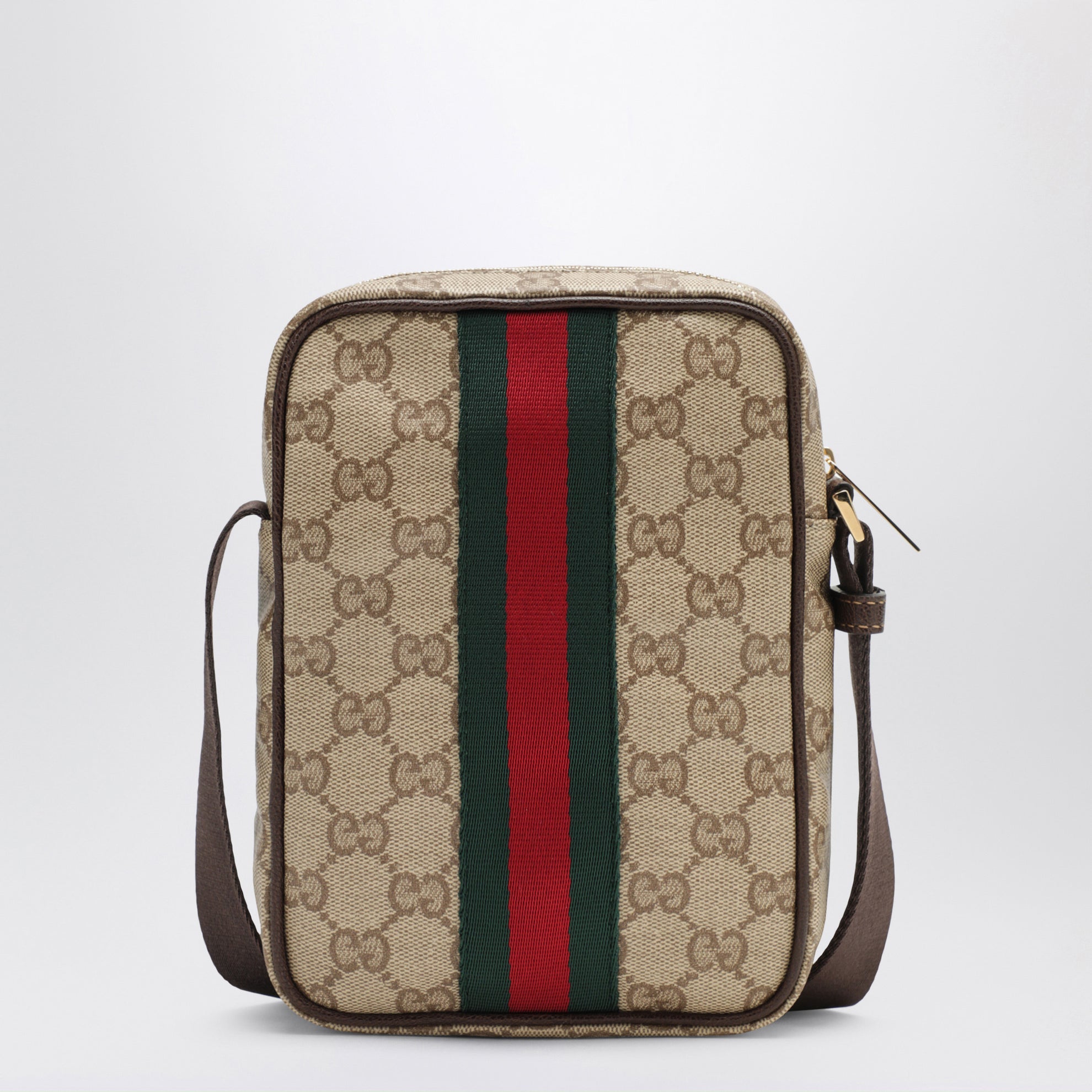 Mini-GG-Tasche mit Web-Streifen aus beschichtetem Gewebe in Sandbeige