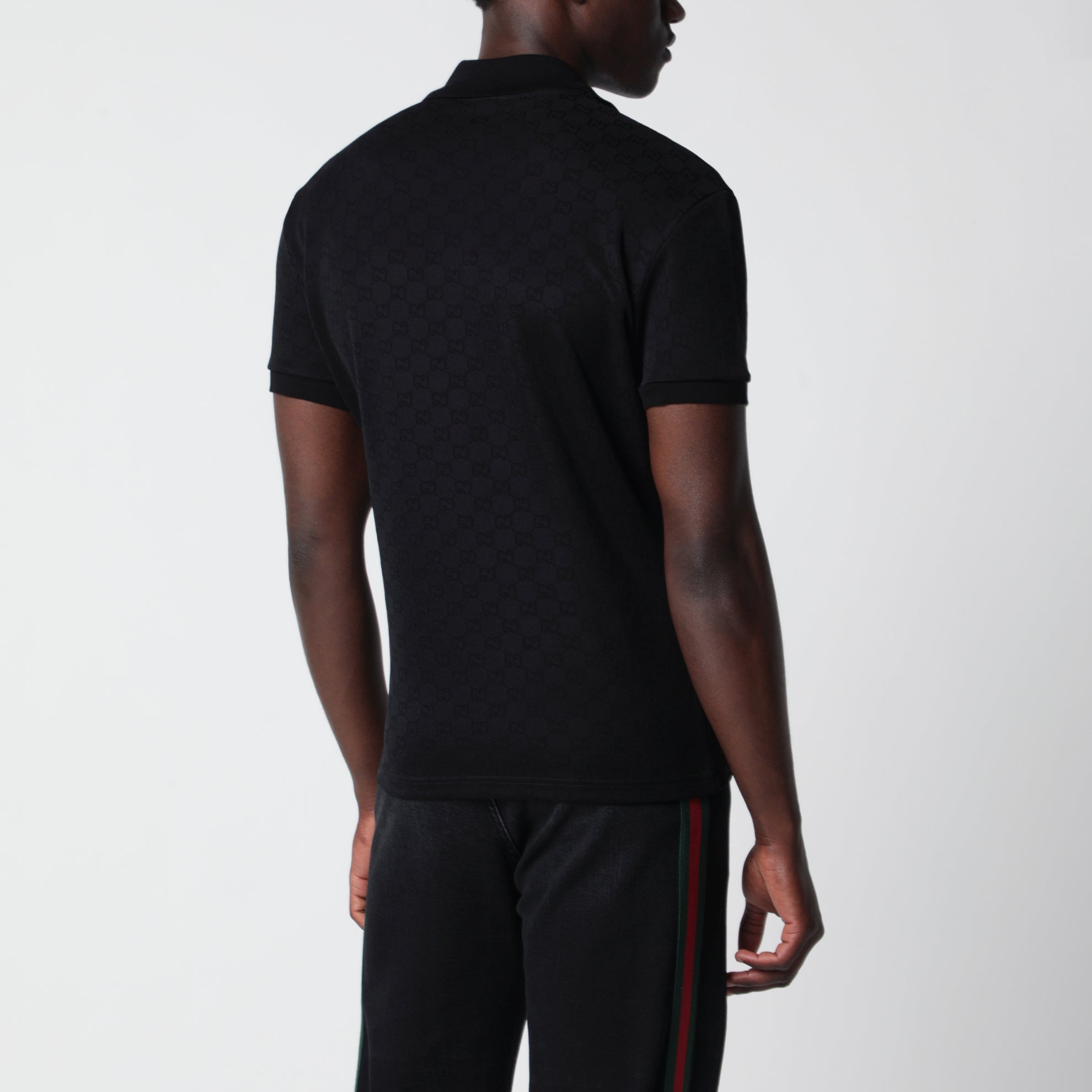 Polo in jersey tecnico GG jacquard nera