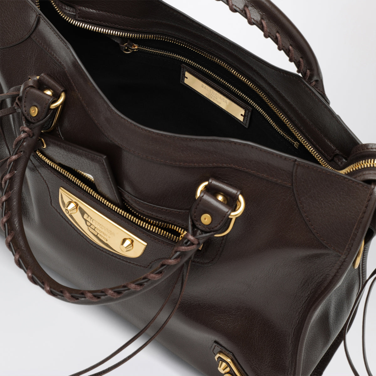 Borsa Le City Uptown media in pelle marrone
