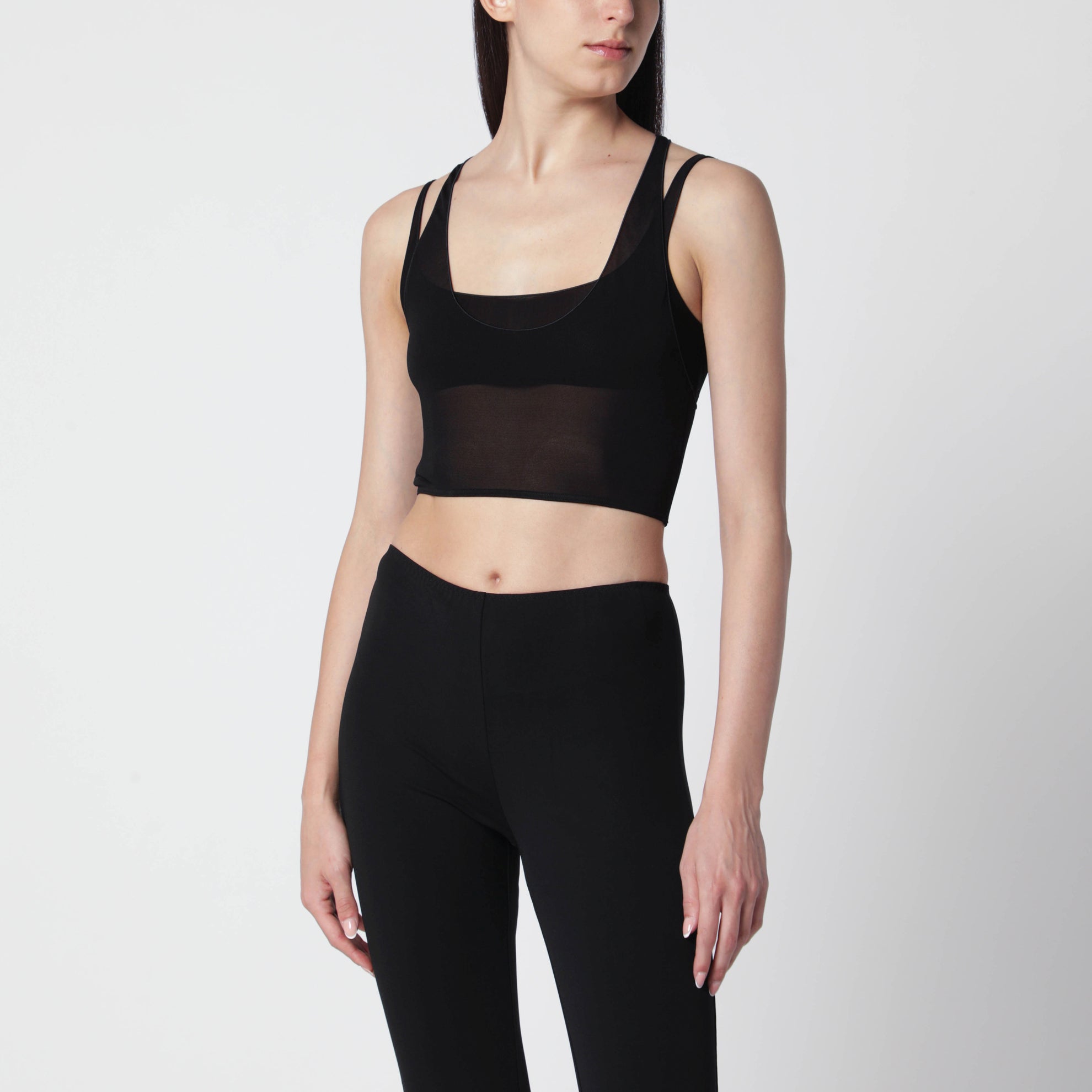 Bralette-Set aus schwarzem leichtem Crêpe-Jersey