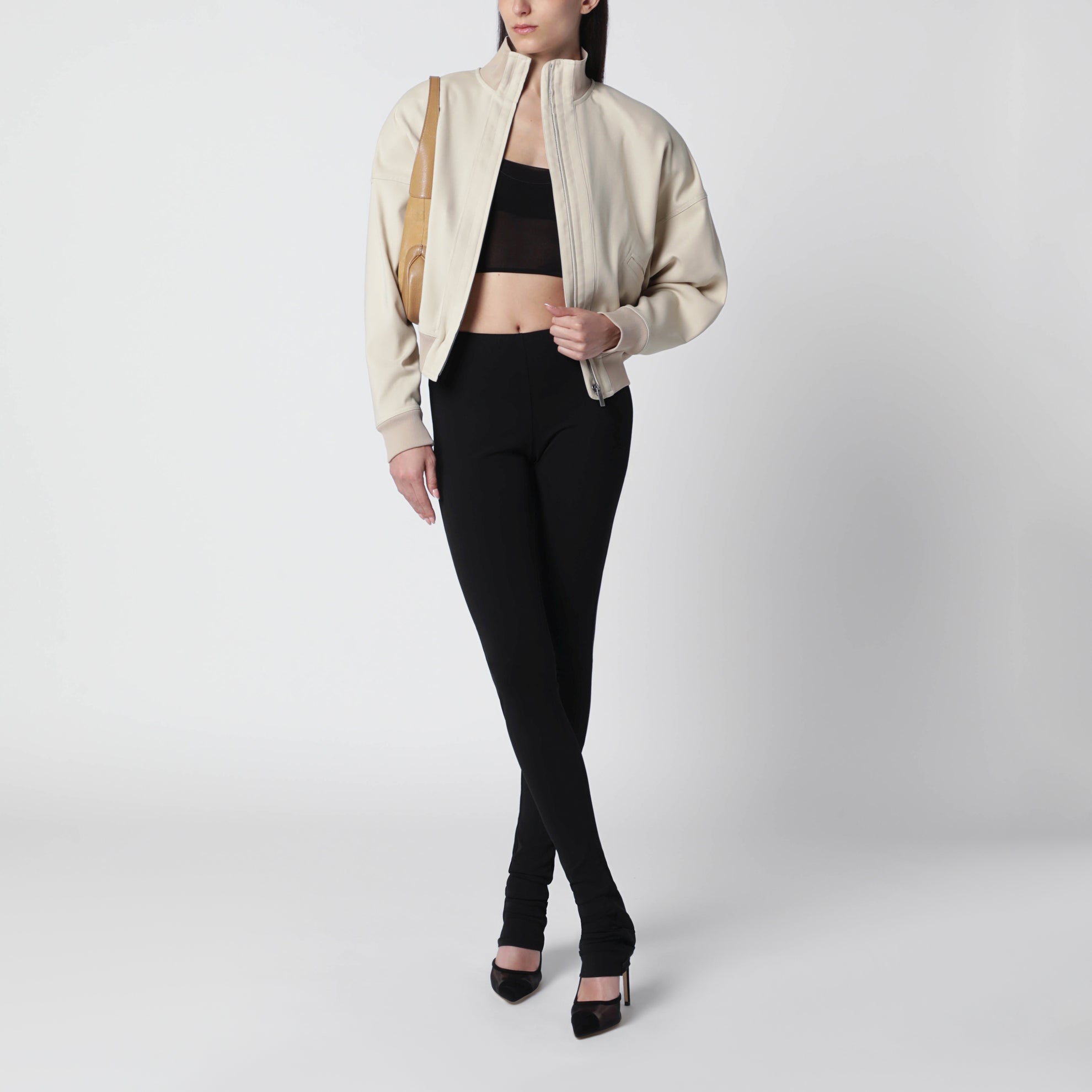 Bralette-Set aus schwarzem leichtem Crêpe-Jersey