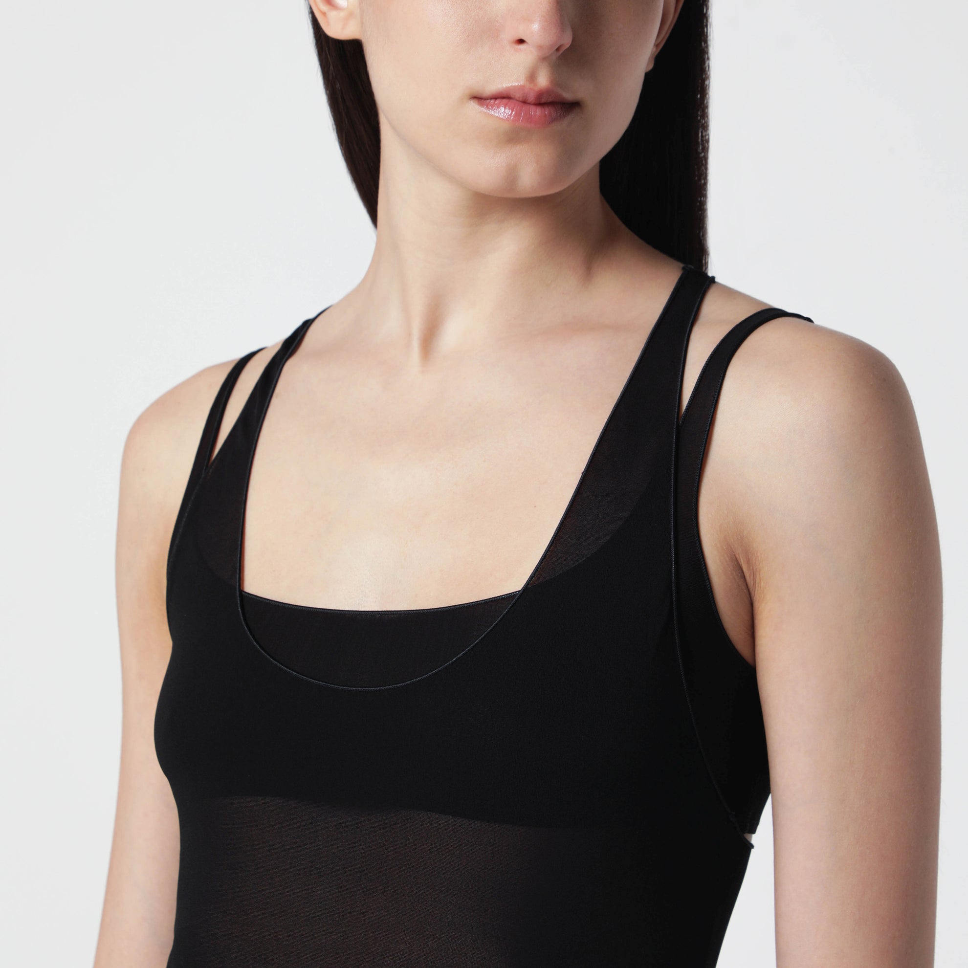 Bralette-Set aus schwarzem leichtem Crêpe-Jersey