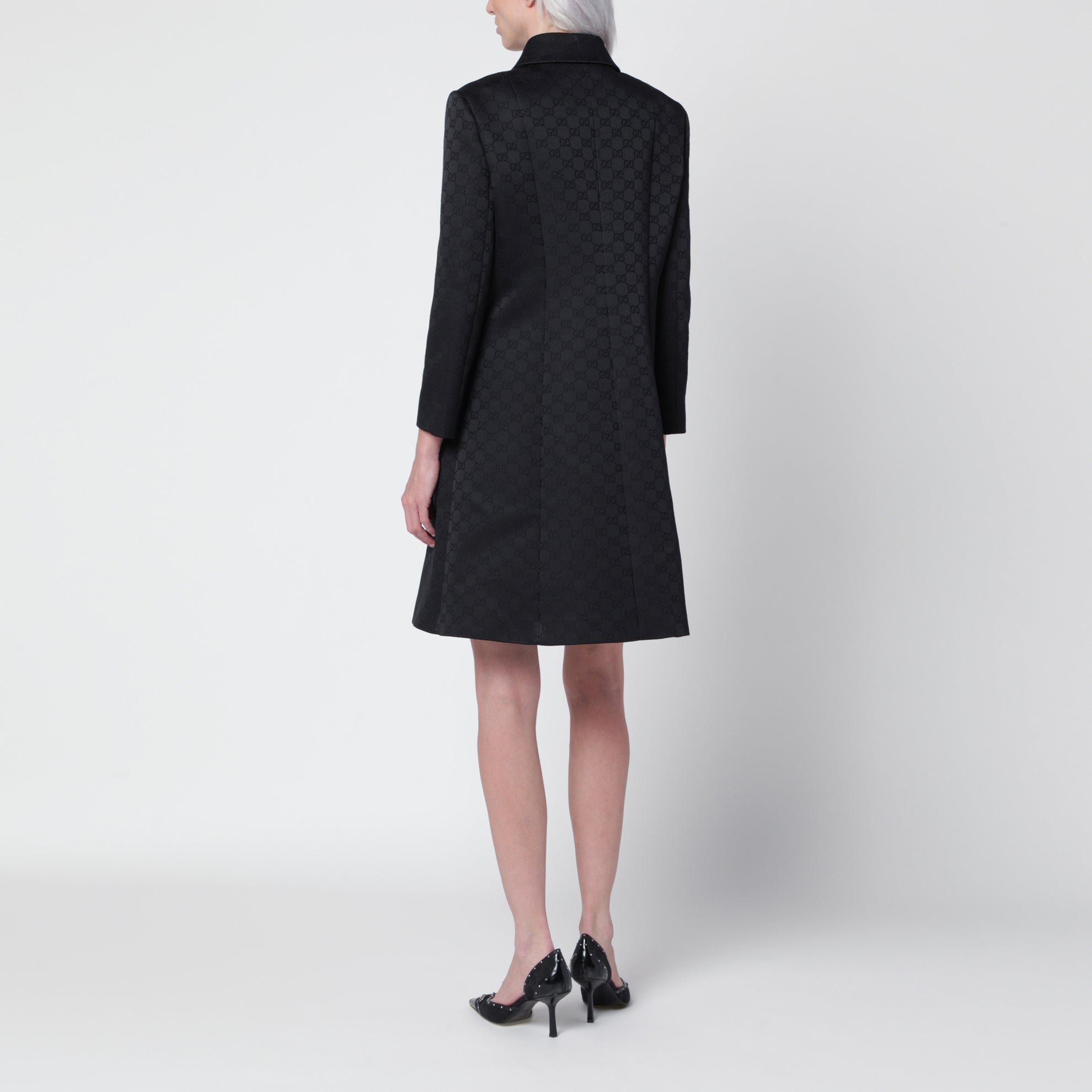 Black GG Jacquard Viscose Coat
