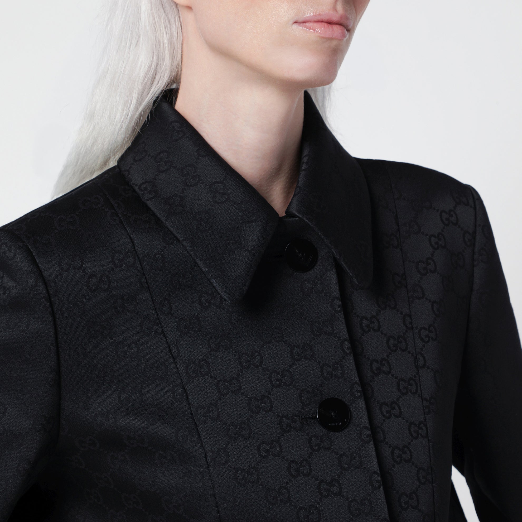 Black GG Jacquard Viscose Coat