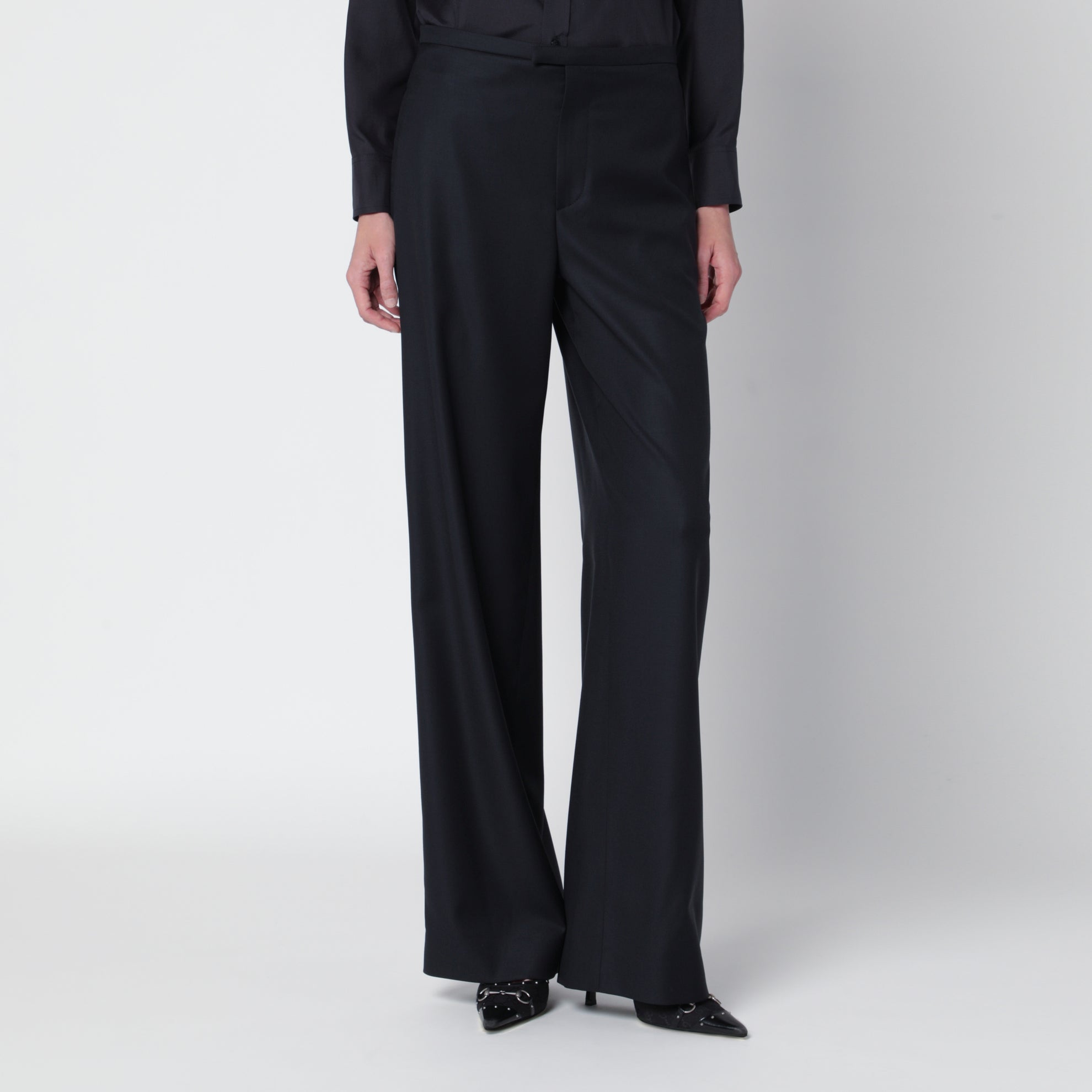 Blue lightweight wool trousers
