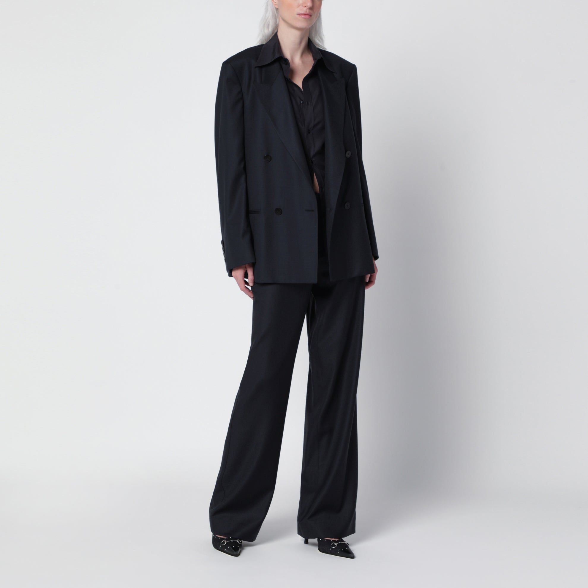 Blue lightweight wool trousers