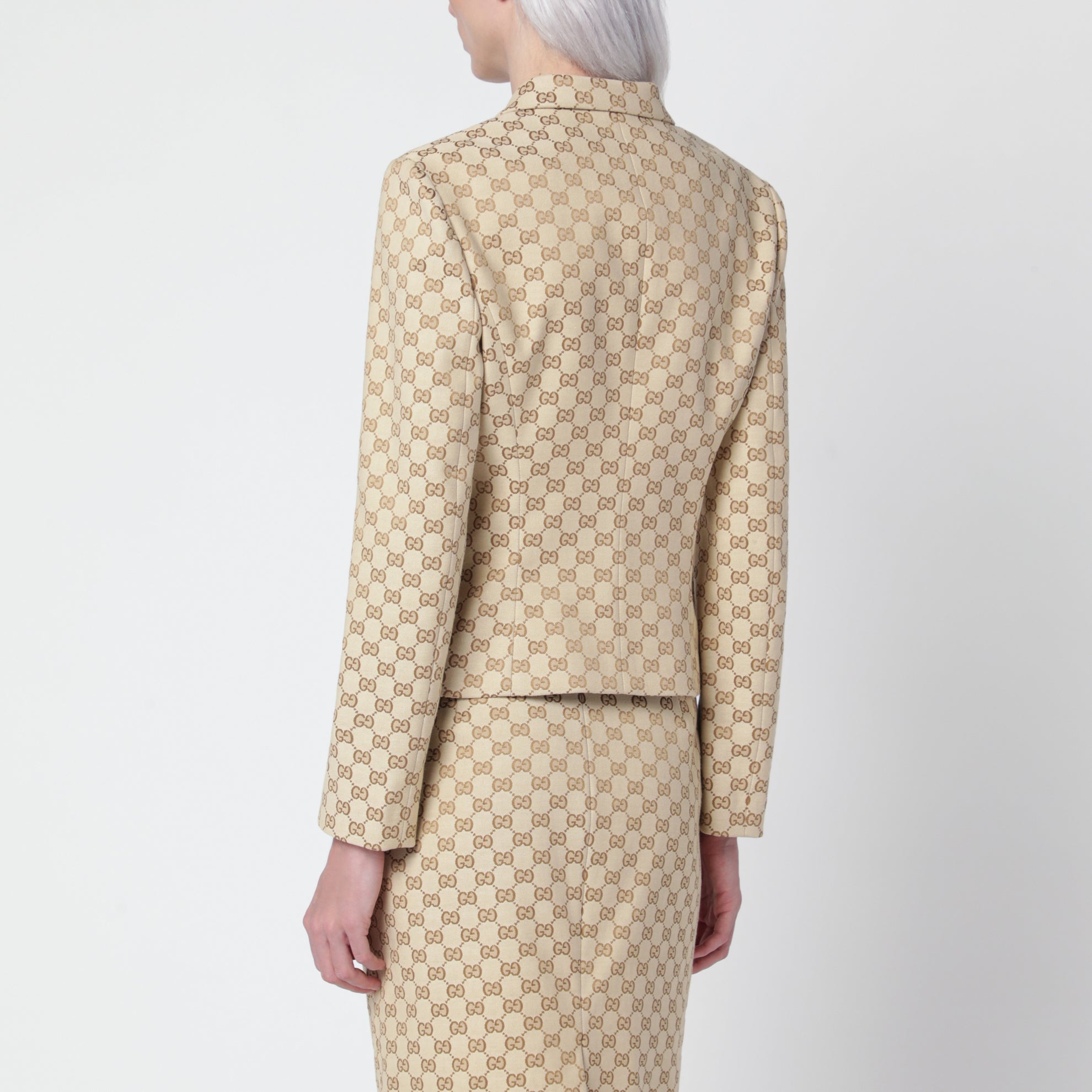 Fitted jacket in new sand GG cotton