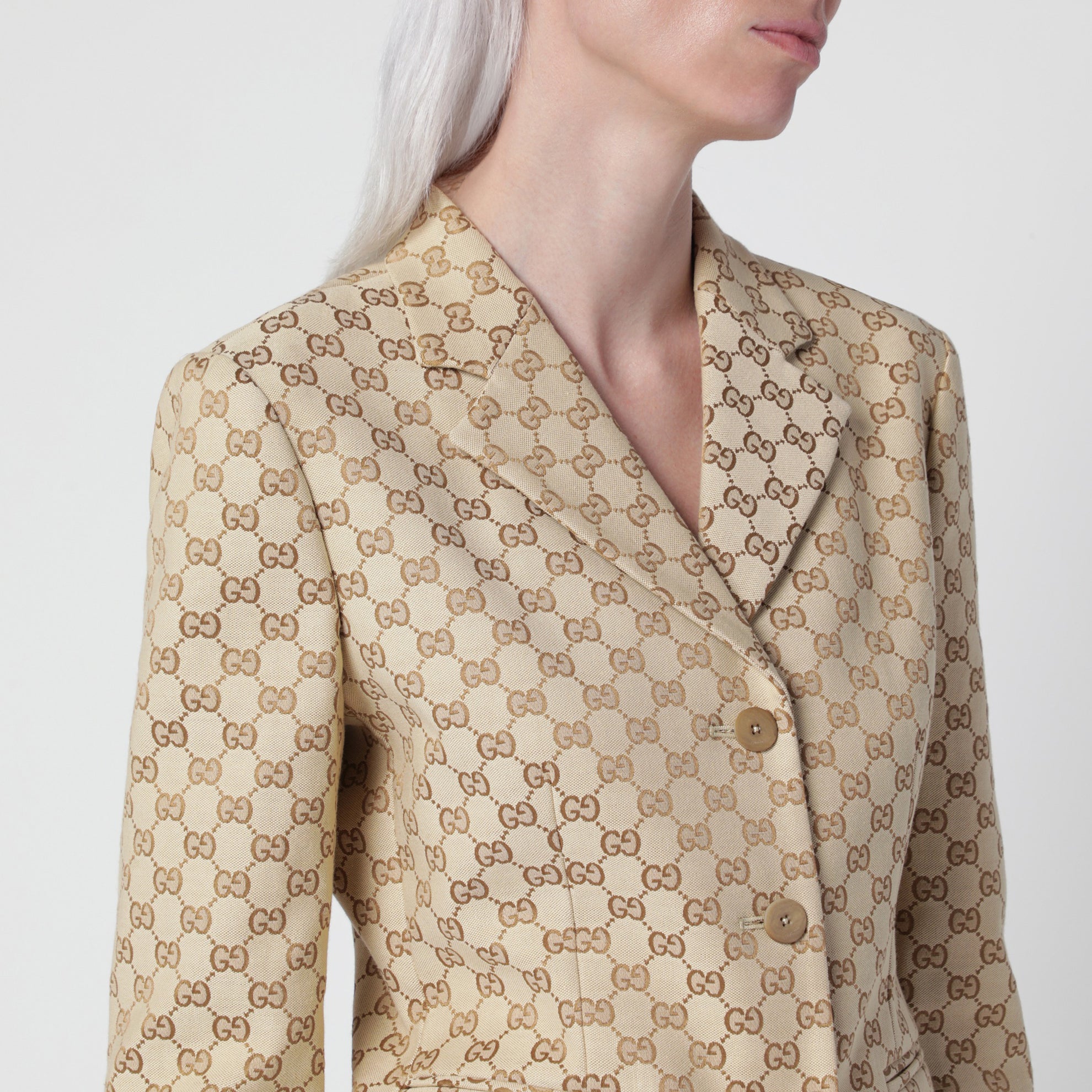 Fitted jacket in new sand GG cotton